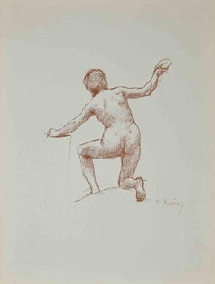 Nude – Originallithographie von P. Puvis de Chavannes – Ende des 19. Jahrhunderts
