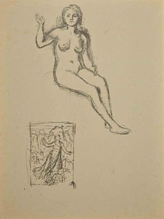 Nu - Lithographie originale de P. Puvis de Chavannes - Fin du XIXe siècle