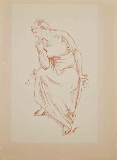 Femme - Lithographie originale de P. Puvis de Chavannes - fin du XIXe siècle