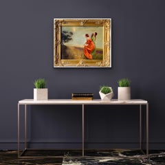 Peinture symboliste française du XIXe siècle - Admirer le croissant de la lune - spirituelle