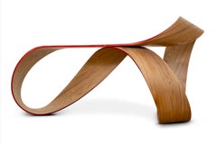 Pierre Renart Lison de Caunes consola Möbius de madera con marquetería de paja