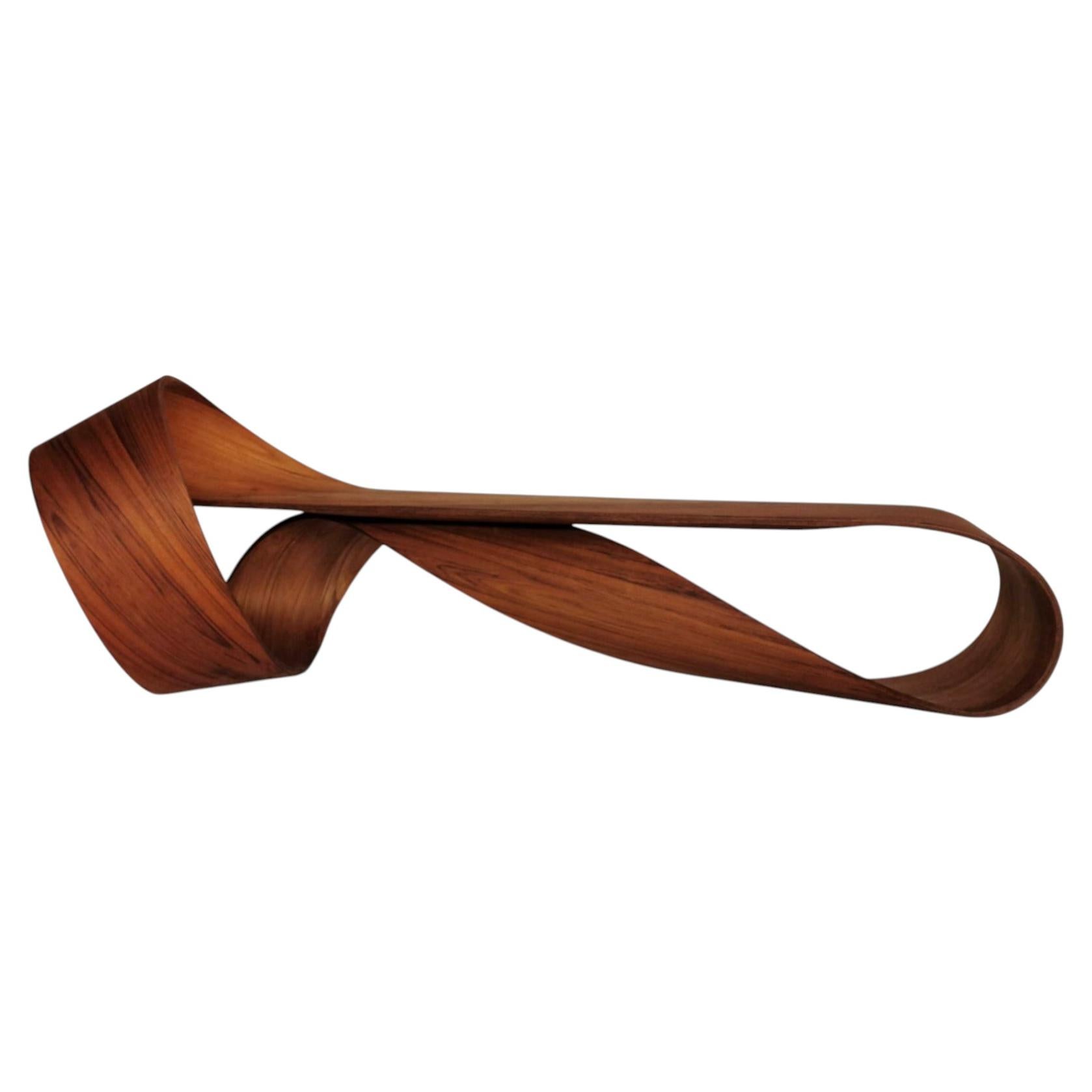 Möbius Bench by Pierre Renart, Handcrafted Teak Wood, Contemporary For Sale