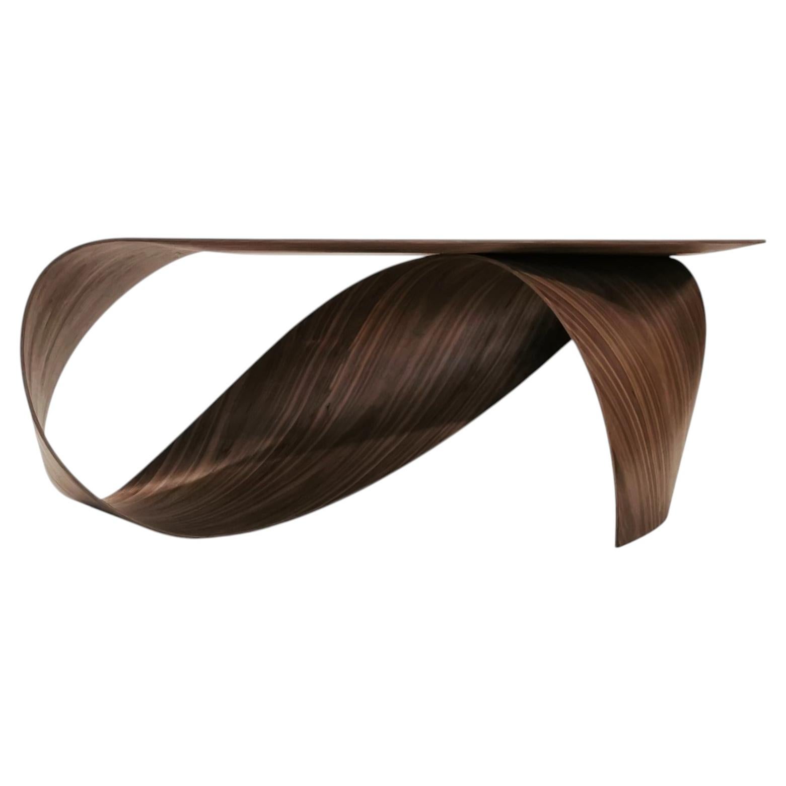 Wave Desk by Pierre Renart, Handcrafted Walnut, Modern Design