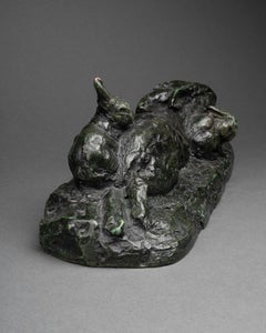 Pierre Robert Christophe (1880-1971) 'Kaninchenfamilie' Art Deco Bronze