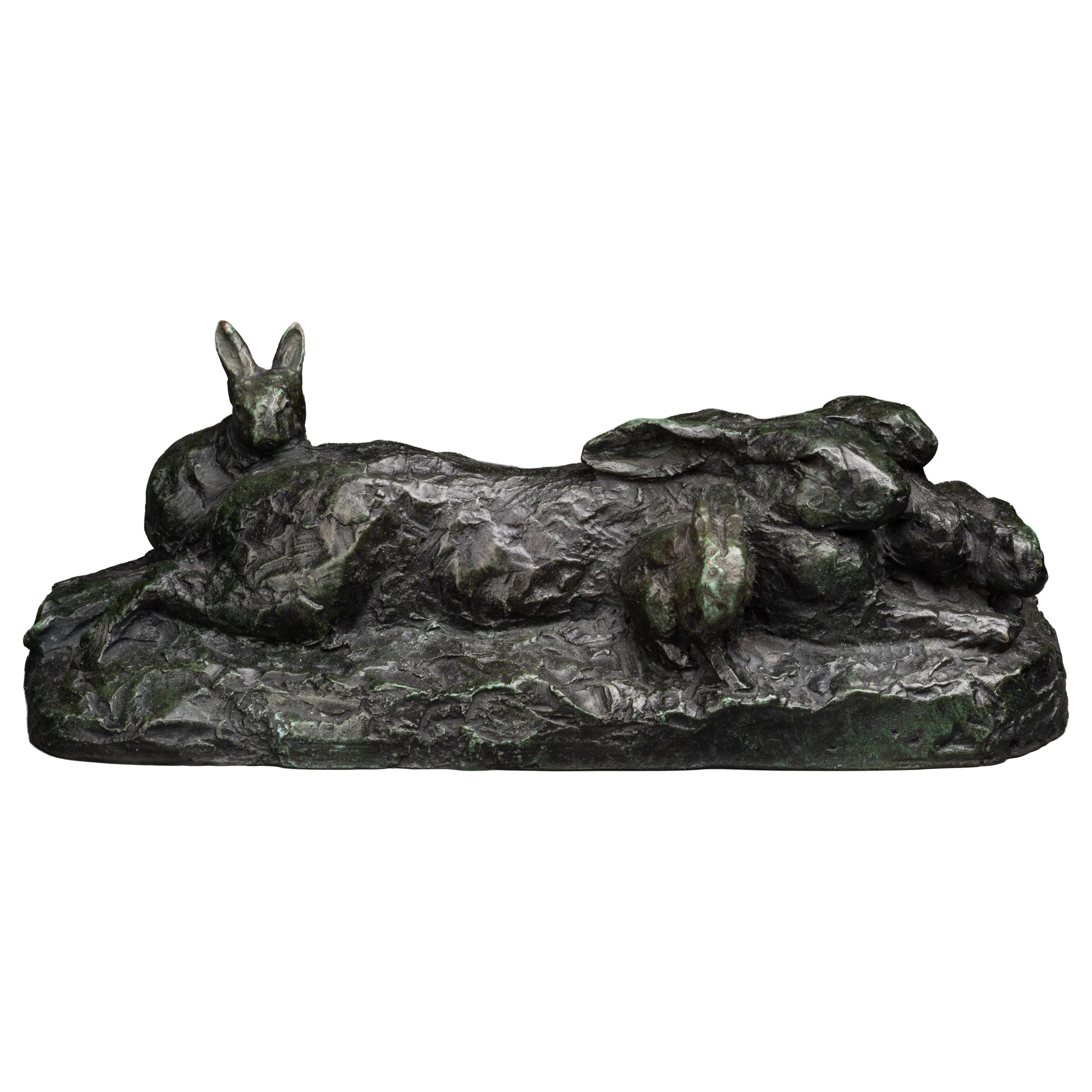 Pierre Robert Christophe (1880-1971) 
Rabbit Family
 Bronze Art Déco