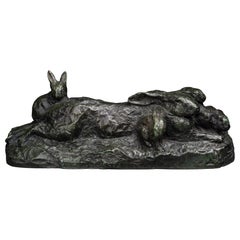 Pierre Robert Christophe (1880-1971) 'rabbit Family' Art Deco Bronze