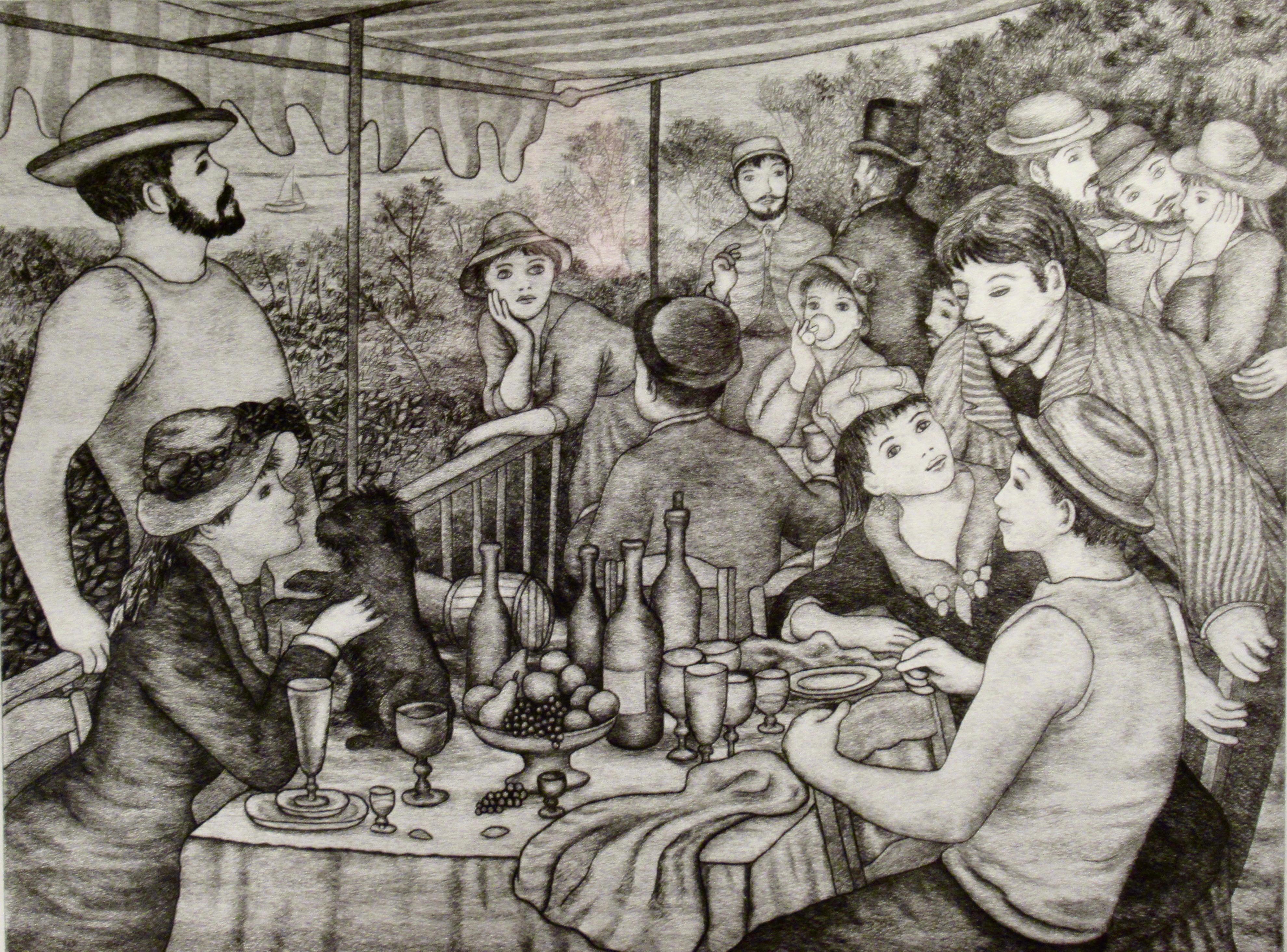 After Lunch - Brown Figurative Print by Pierre Roland Renoir