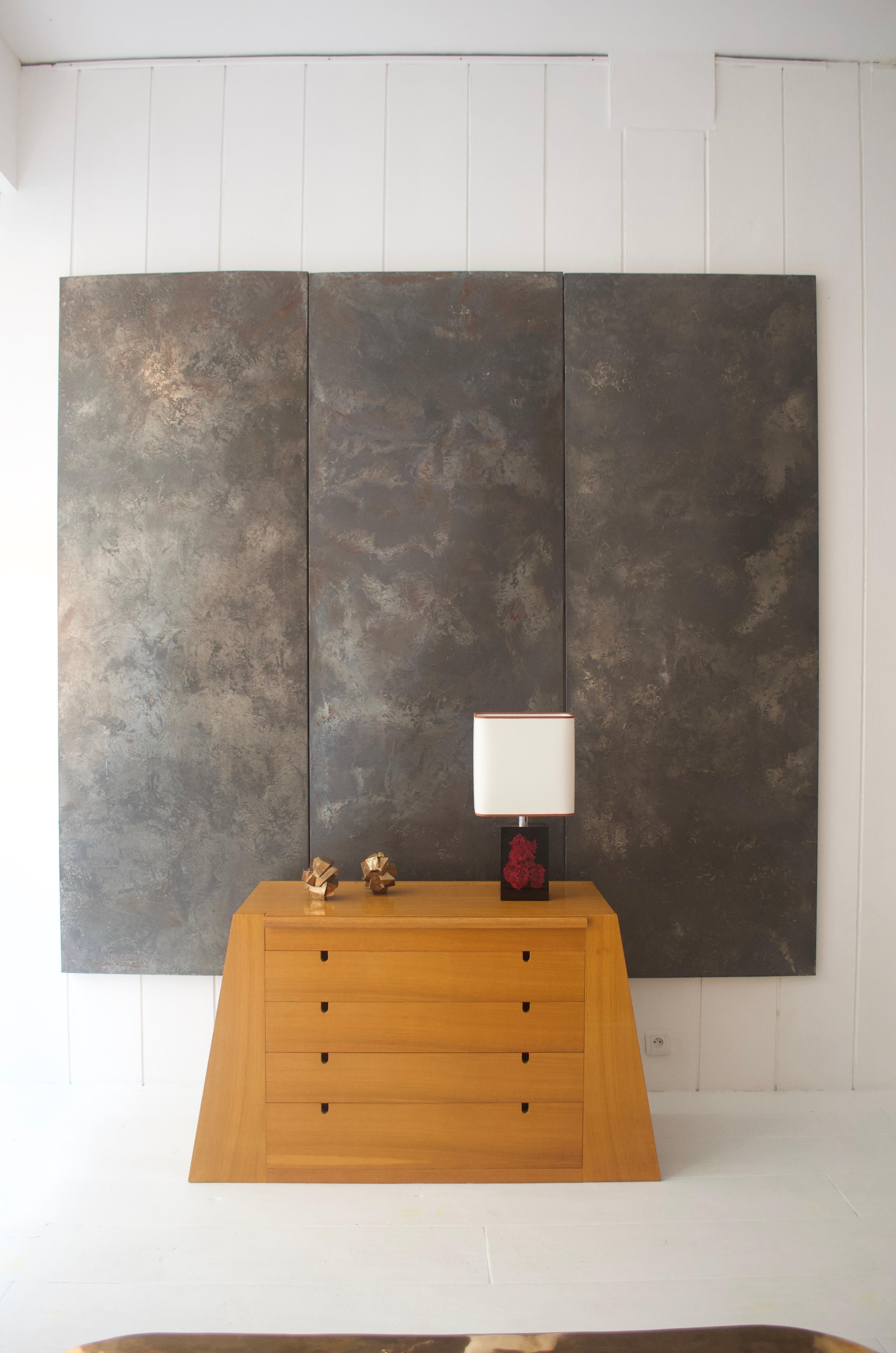 Pierre Sabatier Brutalistische Wandskulptur aus Stahl und Reinzinn, Frankreich, 1974 im Angebot 4