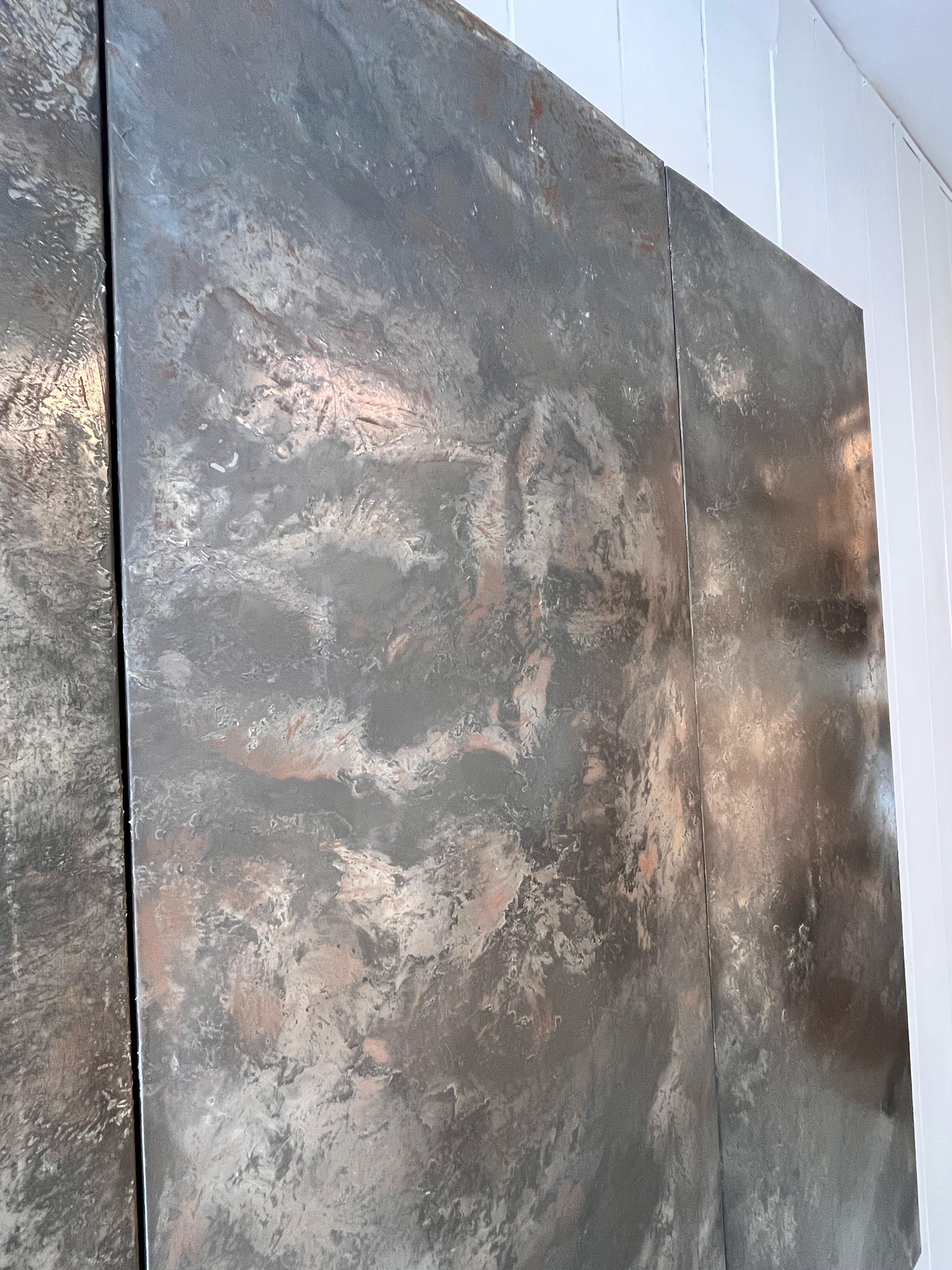 Pierre Sabatier Brutalistische Wandskulptur aus Stahl und Reinzinn, Frankreich, 1974 im Angebot 7