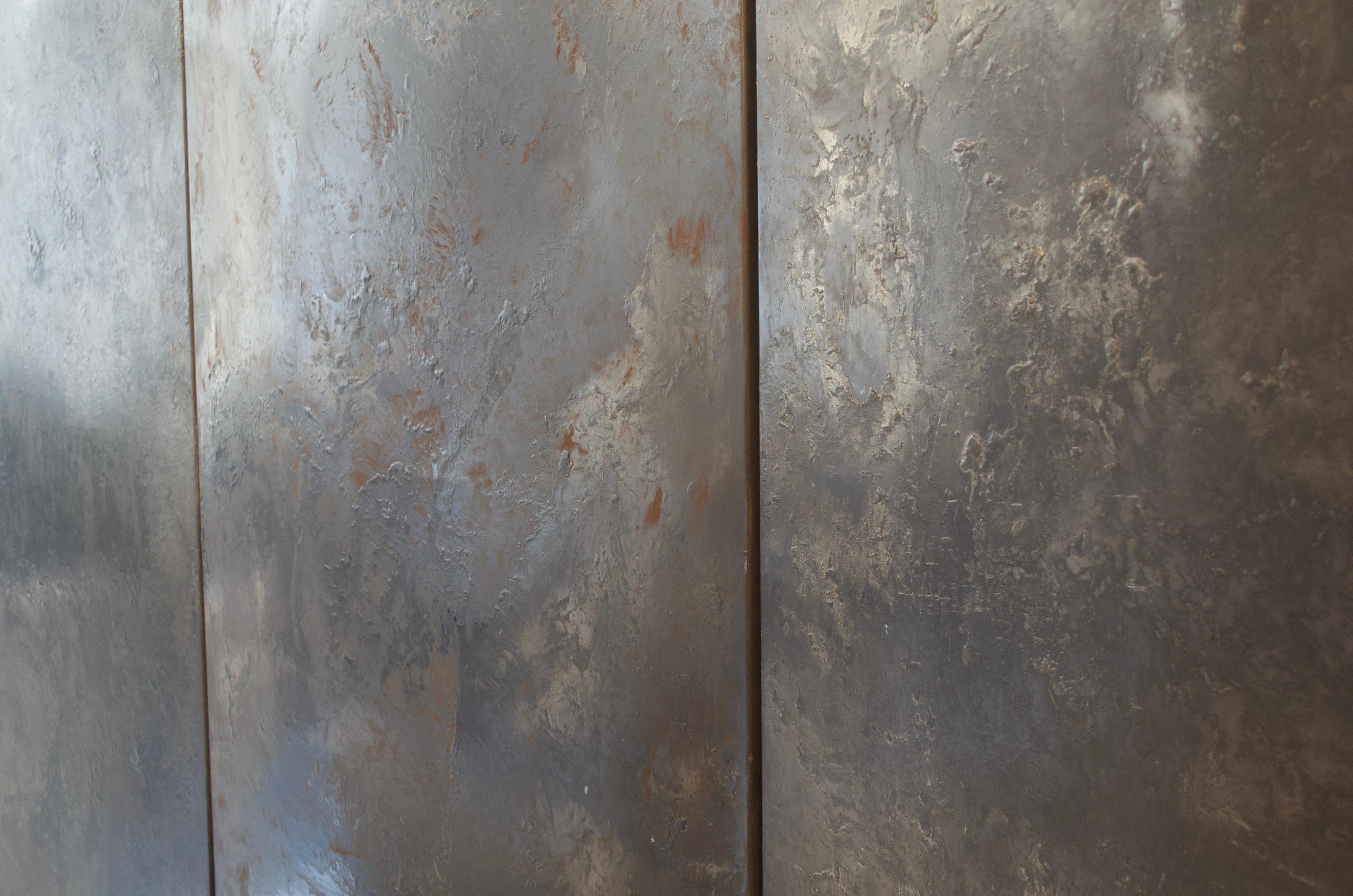 Pierre Sabatier Brutalistische Wandskulptur aus Stahl und Reinzinn, Frankreich, 1974 im Angebot 3