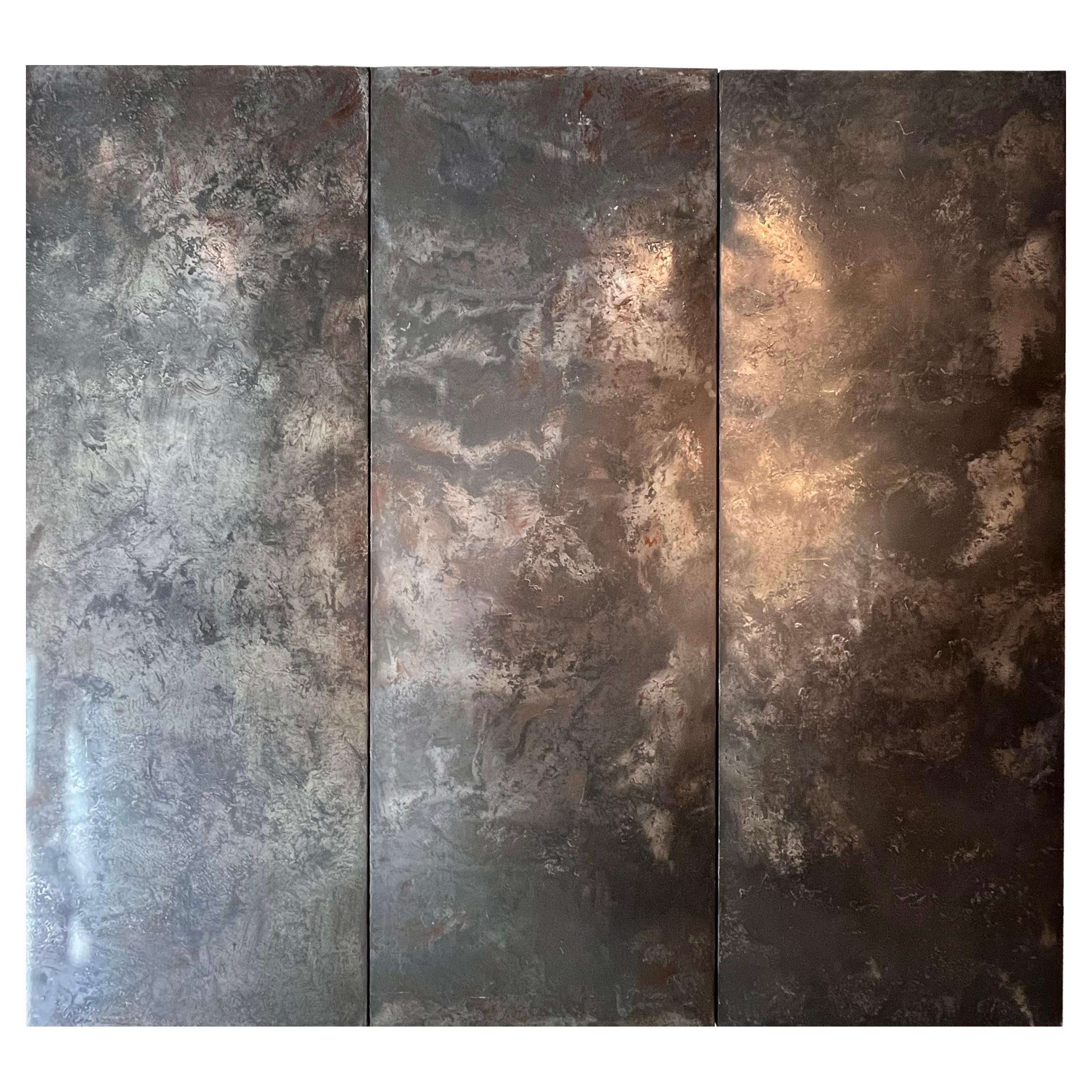 Pierre Sabatier Brutalistische Wandskulptur aus Stahl und Reinzinn, Frankreich, 1974