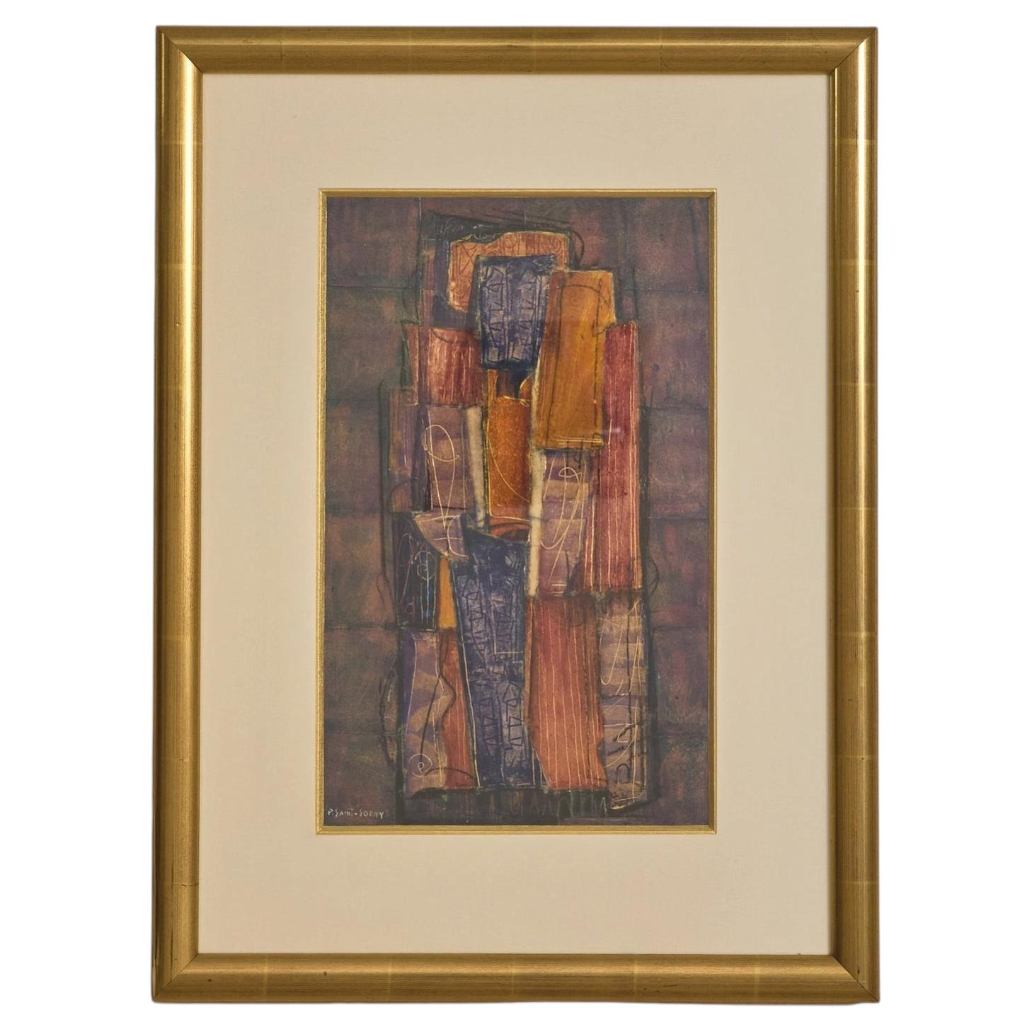 Pierre Saint-Sorny, Gouache Mixed Media Painting No. 02, 20th Century