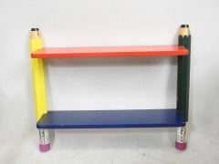 Style Pierre Sala, 2 tables d'appoint et une petite étagère "crayon", circa 1980