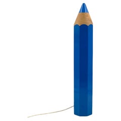 Michel Aroutcheff, postmodern blue Pencil table lamp, Ed. Vilac France 1980s