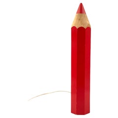 Michel Aroutcheff, postmodern red Pencil table lamp, Ed. Vilac France 1980s