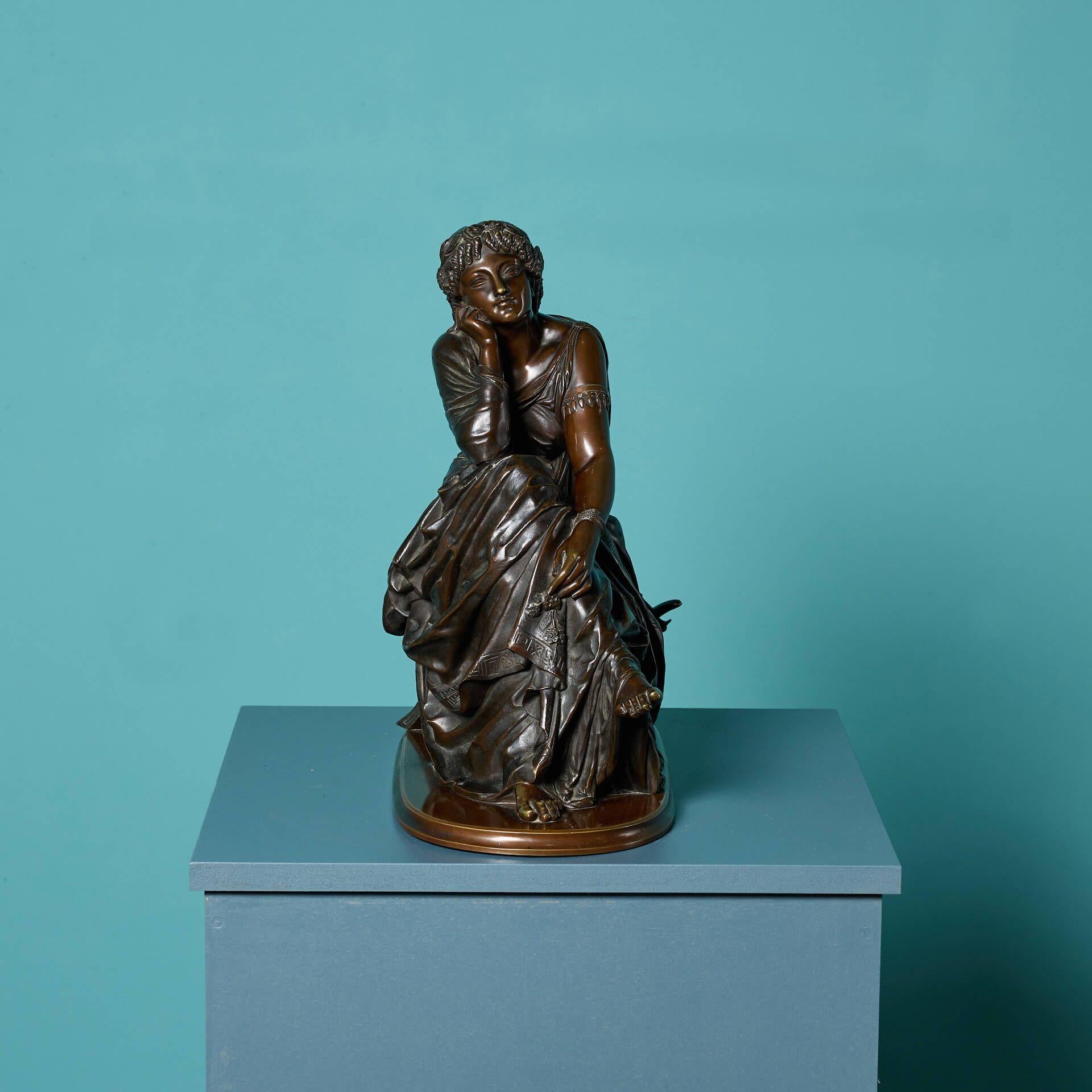 Pierre Schoenewerk Antique French Figura di Euterpe in bronzo in vendita 4