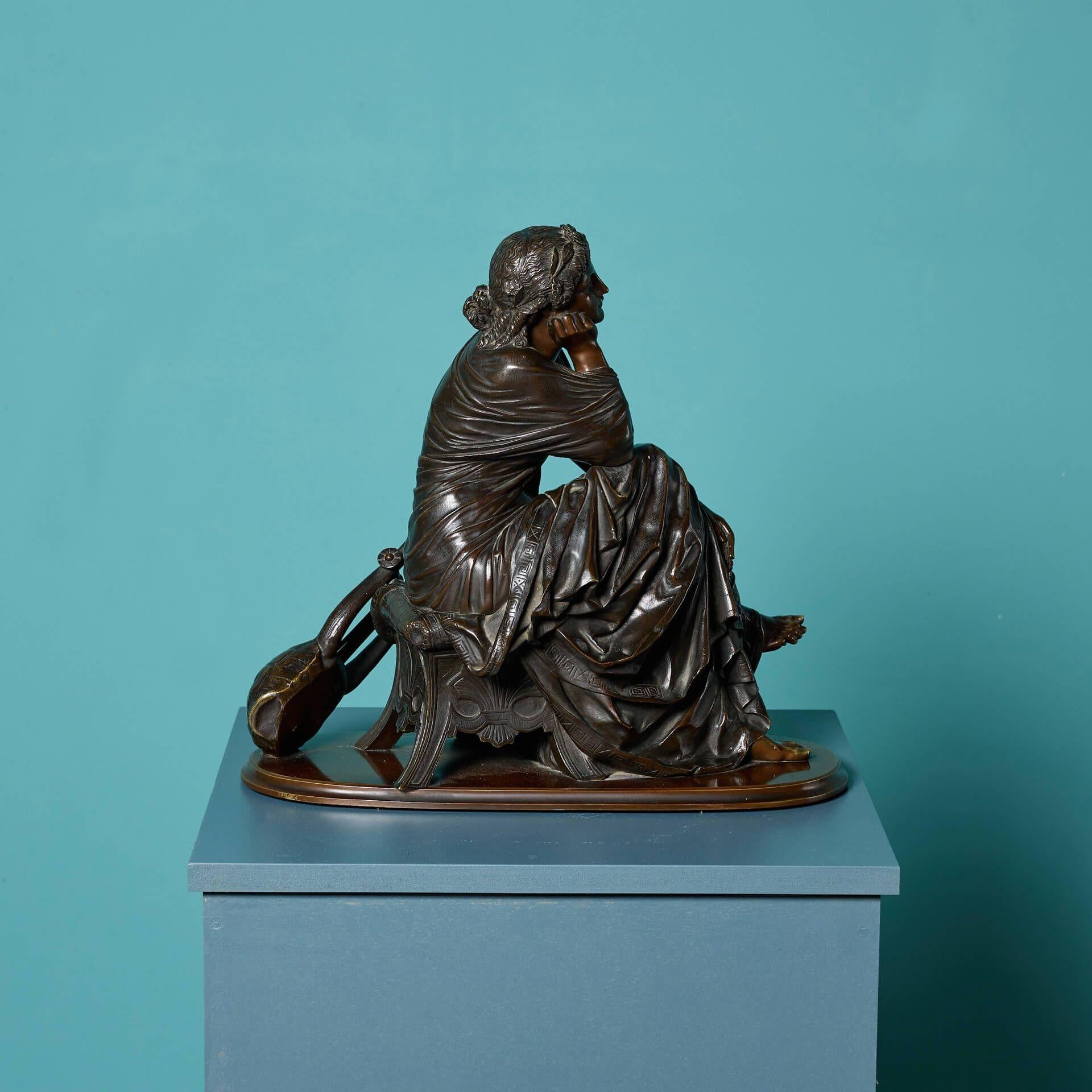 Pierre Schoenewerk Antique French Figura di Euterpe in bronzo in vendita 5