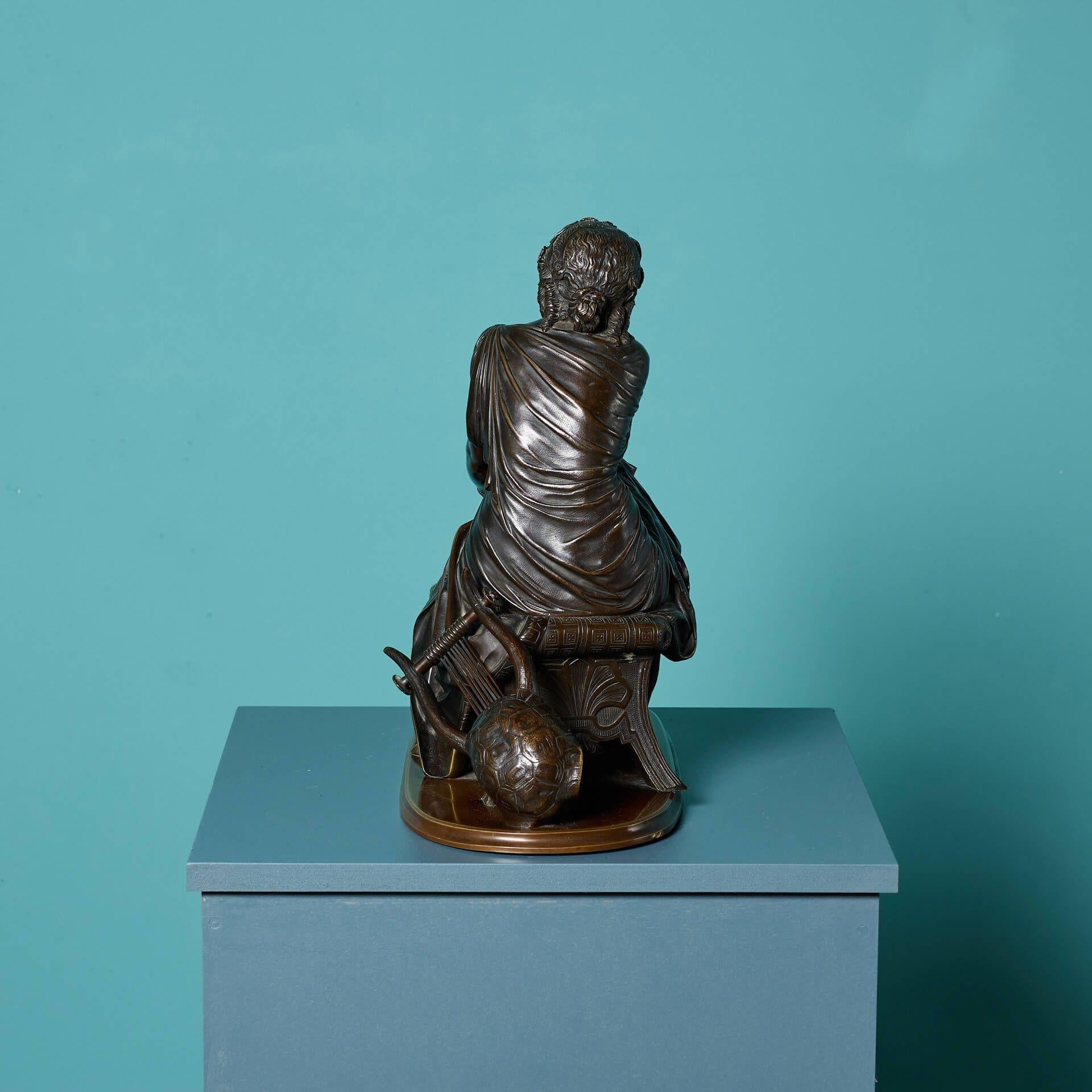 Pierre Schoenewerk Antique French Figura di Euterpe in bronzo in vendita 6