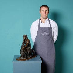 Figure d'euterpe en bronze français ancien de Pierre Schoenewerk