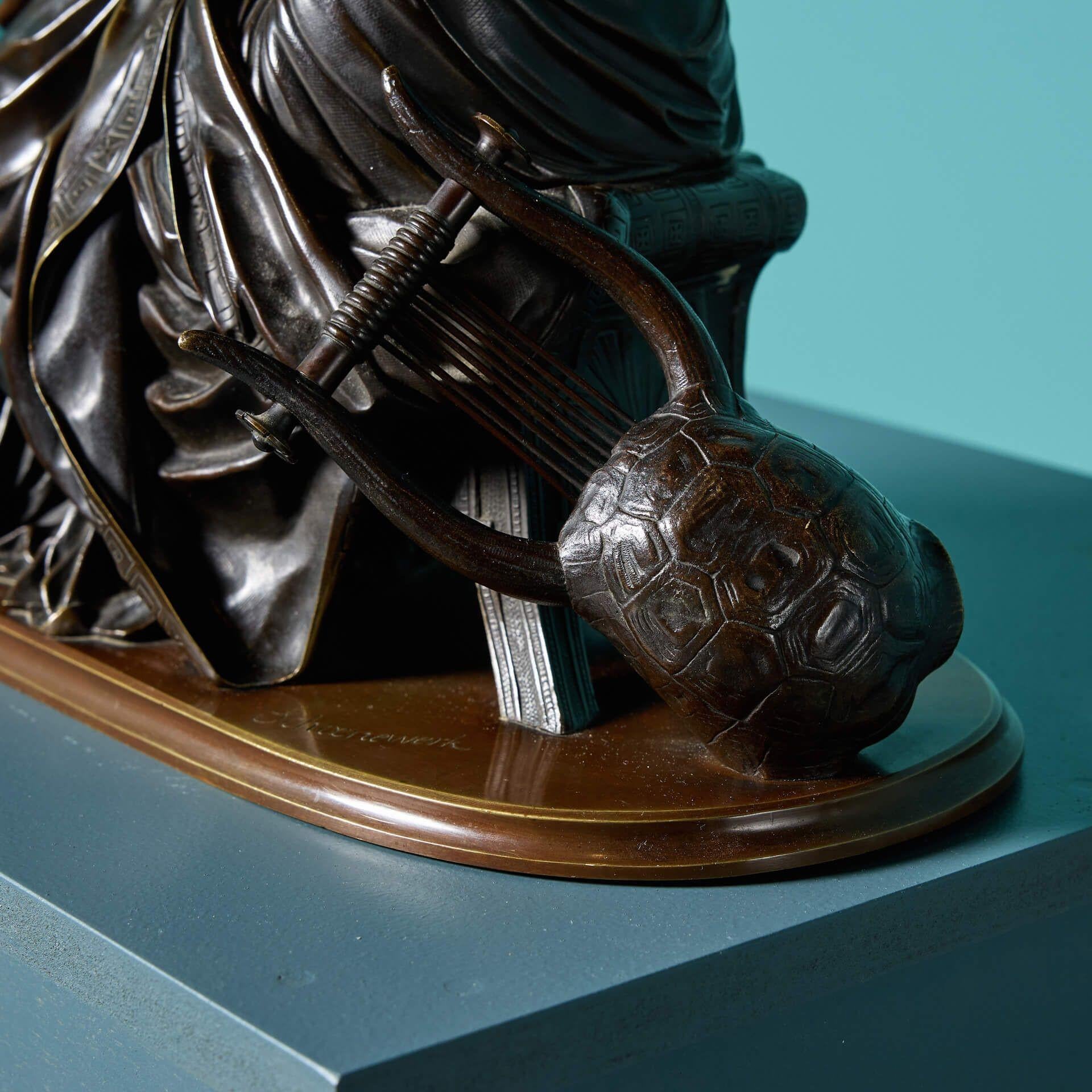 Metallo Pierre Schoenewerk Antique French Figura di Euterpe in bronzo in vendita