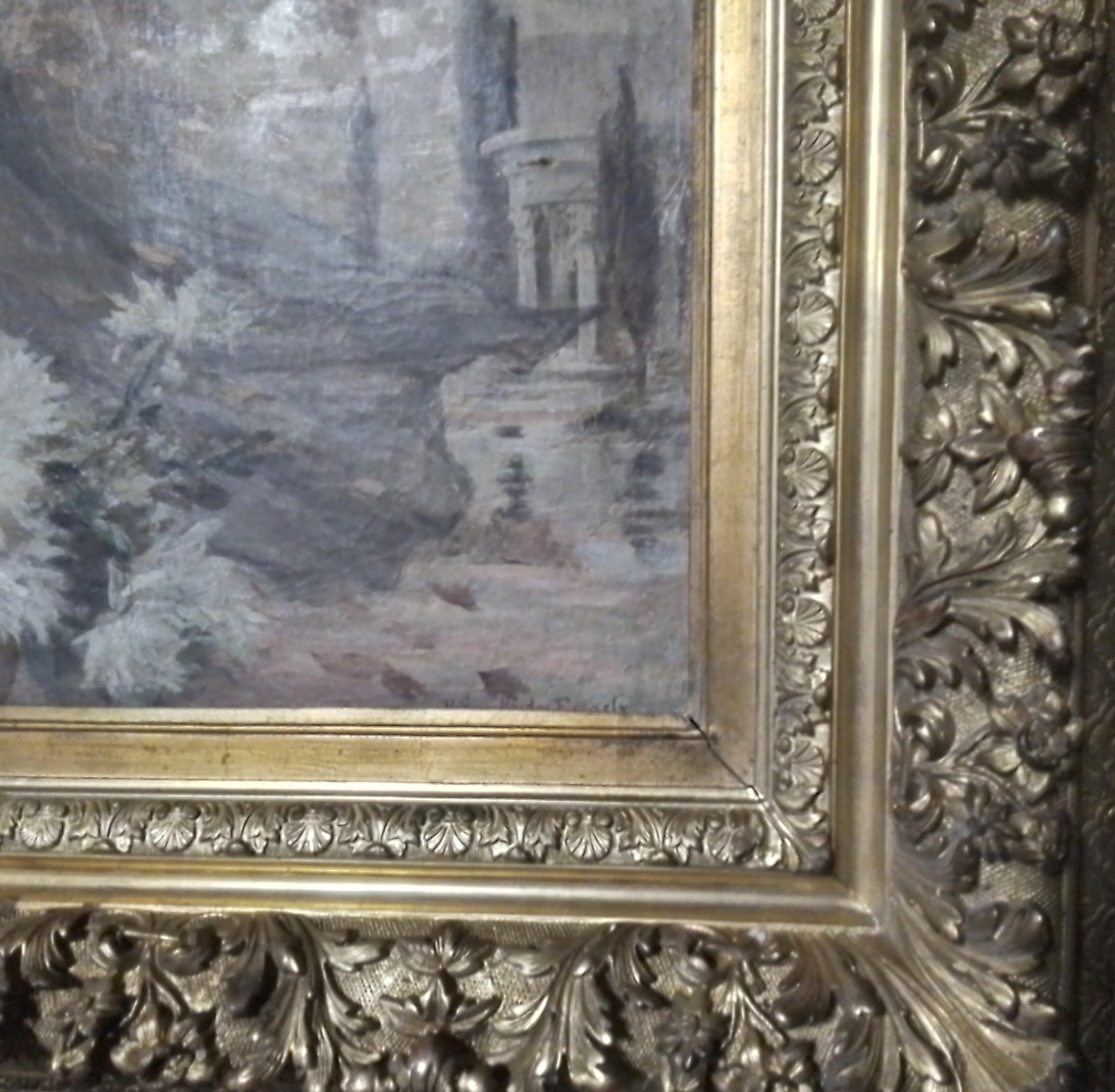 Élégante dans un Parc. - Impressionnisme Painting par Pierre Sezille des Essarts 