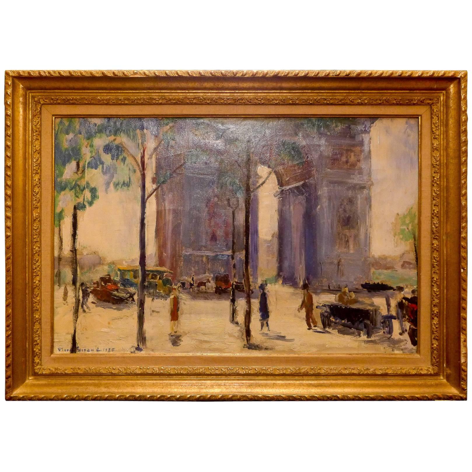 Pierre Sicard, huile sur toile, Arc de Triomphe à Paris, vers 1925 en vente