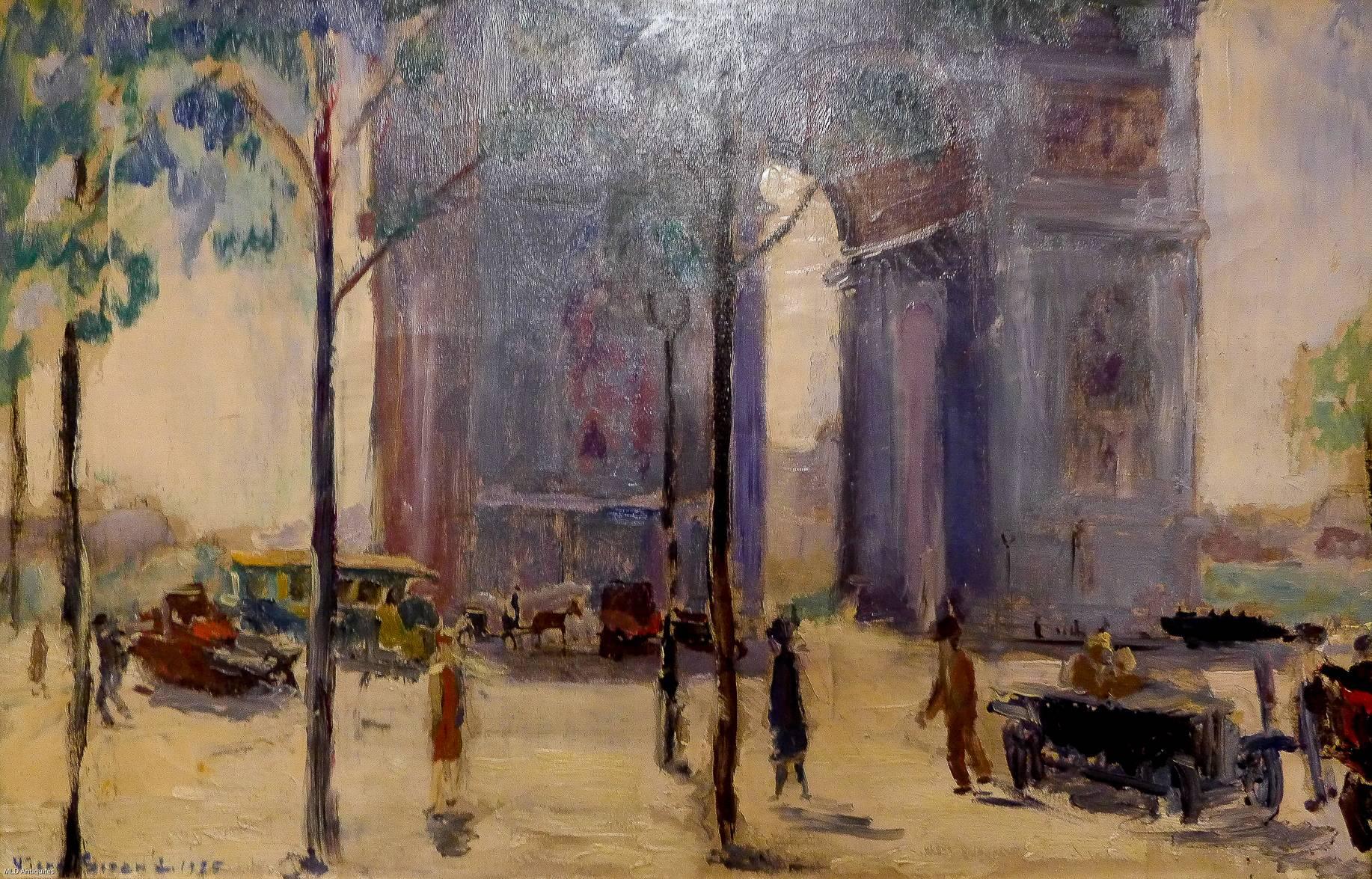 Pierre Sicard, huile sur toile, Arc de Triomphe à Paris, vers 1925 Bon état - En vente à Saint Ouen, FR