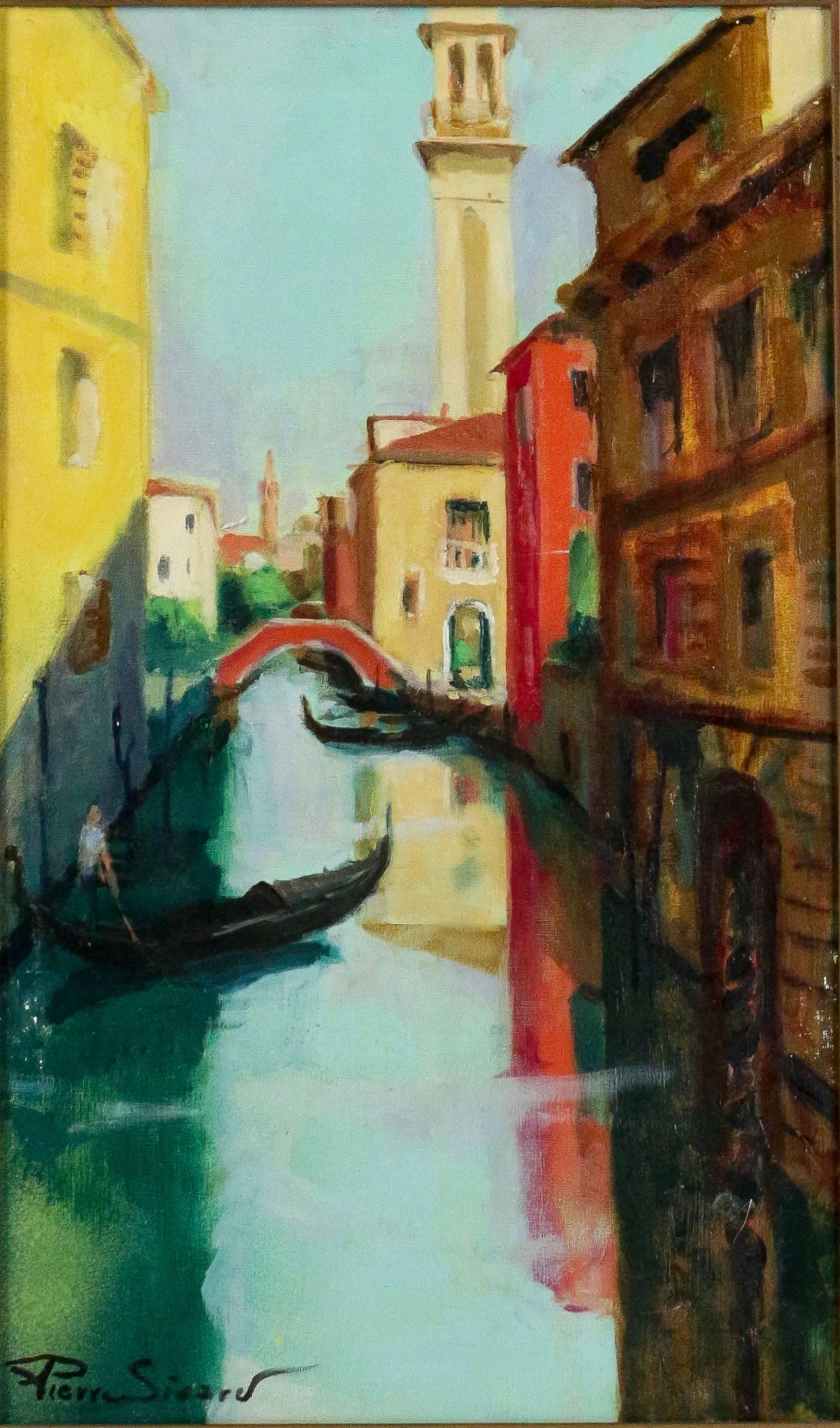 Pierre Sicard, Oil on Canvas, View of a Venice Bridge, circa 1920 In Excellent Condition In Saint Ouen, FR