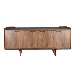 Pierre Sideboard, American Walnut Veneer, Top in Fenix, Leather Details