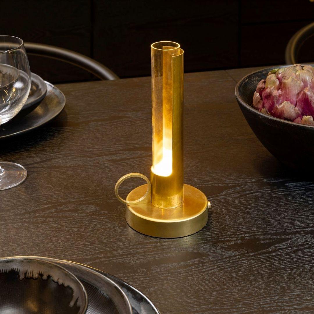 Swedish Pierre Sindre Black 'Visir' Portable Metal and Glass Table Lamp for Örsjö For Sale