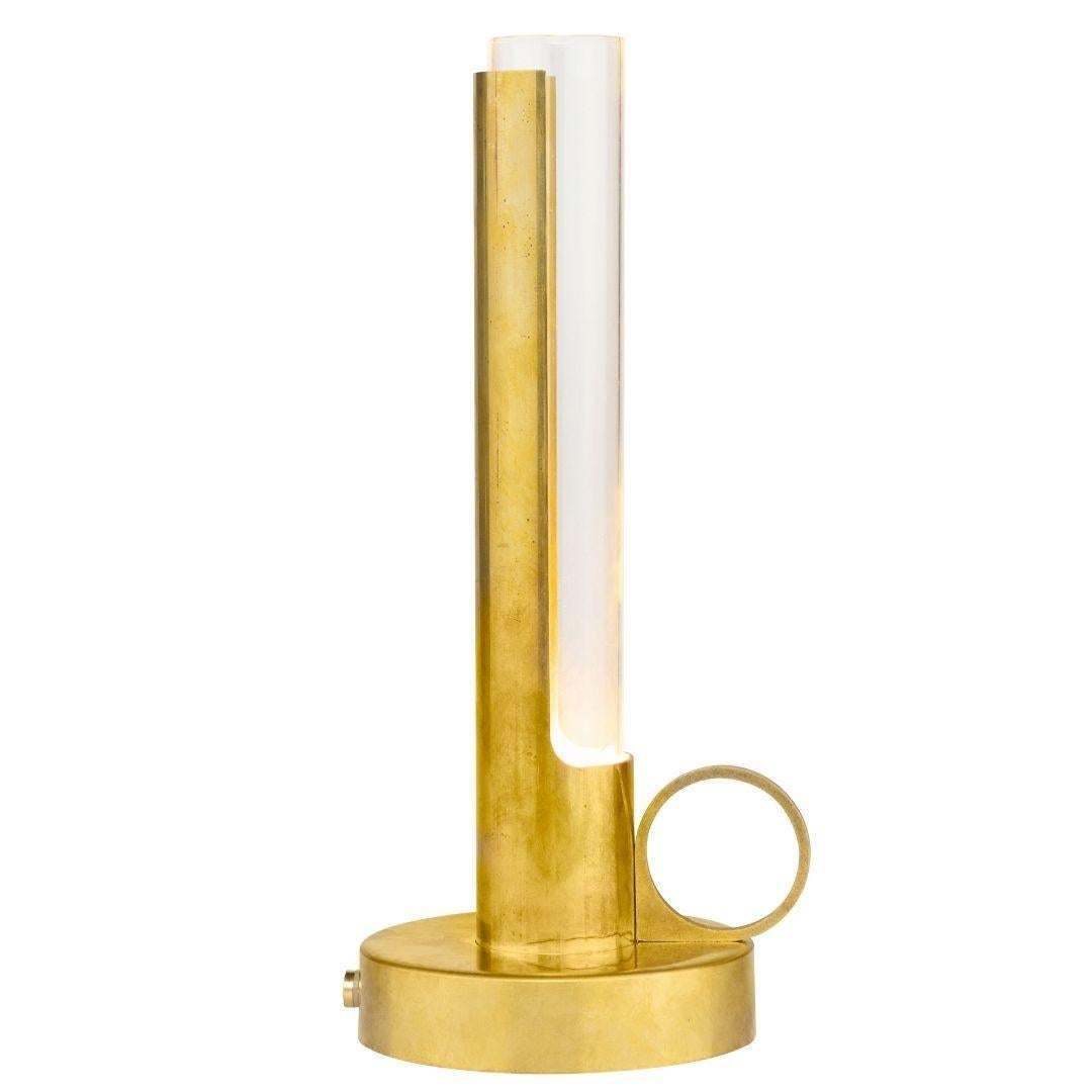 Pierre Sindre 'Visir' Portable Brass and Glass Table Lamp for Örsjö For Sale 2