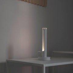 Pierre Sindre White 'Visir' Portable Metal and Glass Table Lamp for Örsjö