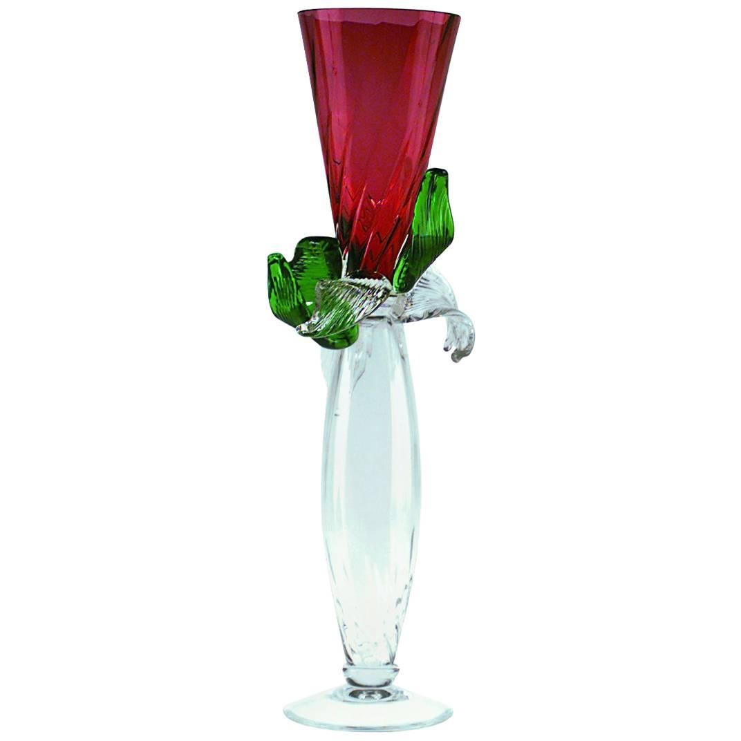 Pierre Small Red and Glass Vase by Borek Sipek for Driade