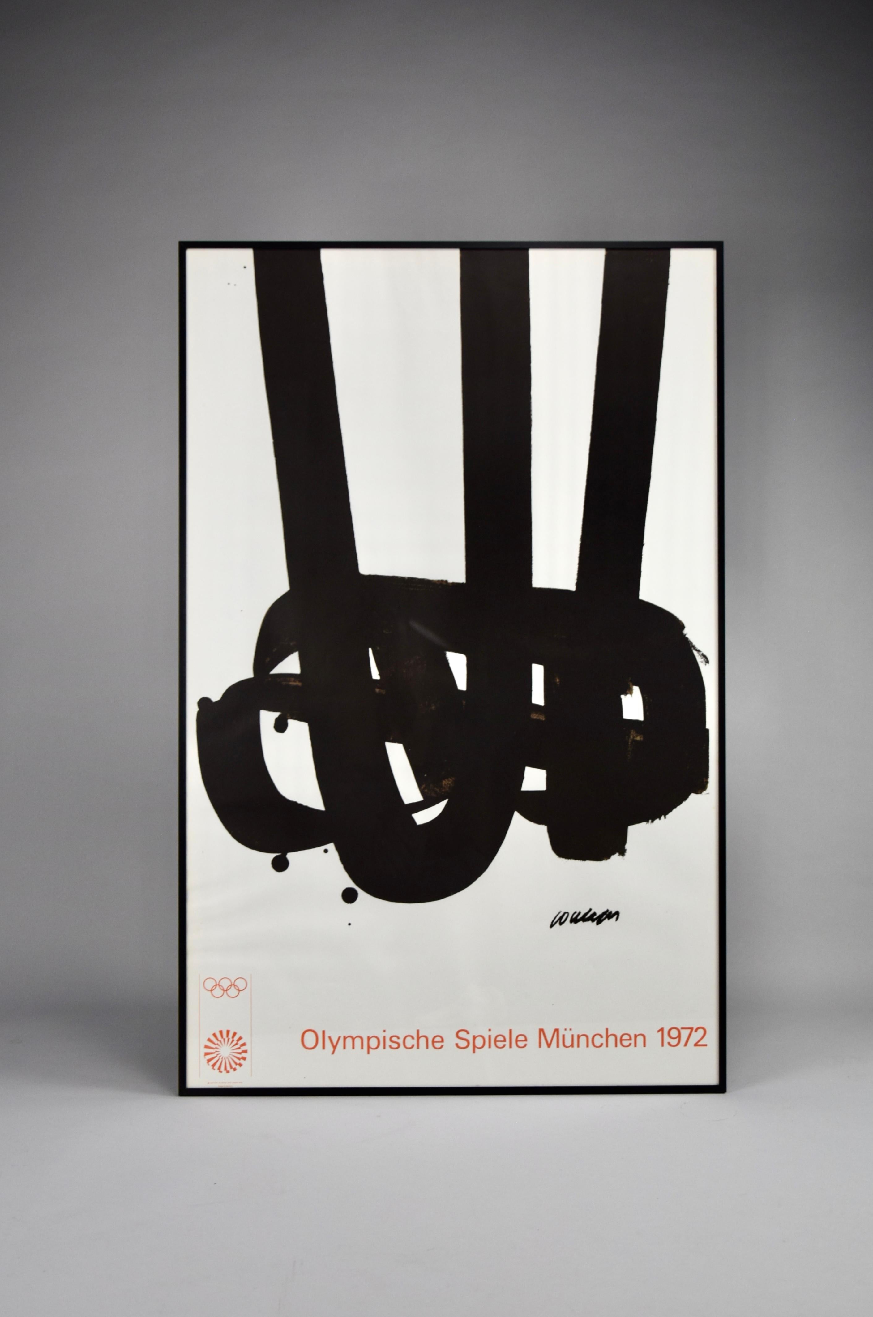 Mid-Century Modern Pierre Soulages Original 1972 München Olympic Poster For Sale