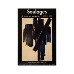 Affiche d'origine de 1959 pour l'exposition de Pierre Soulages à la Galerie Applicat