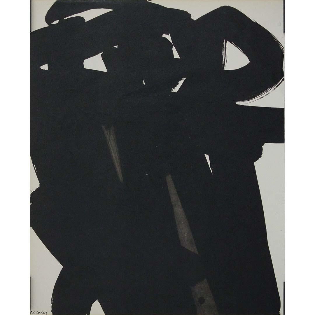 Nel 1967, il famoso artista francese Pierre Soulages creò una litografia originale intitolata Composition per l'influente rivista d'arte Revue XXe Siècle. Questa litografia è emblematica del distinto stile astratto di Soulages e della sua profonda