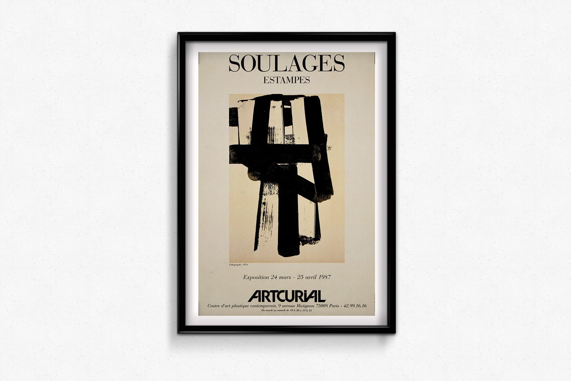 Affiche originale de Pierre Soulages, Artcurial Paris, 1987 en vente 3