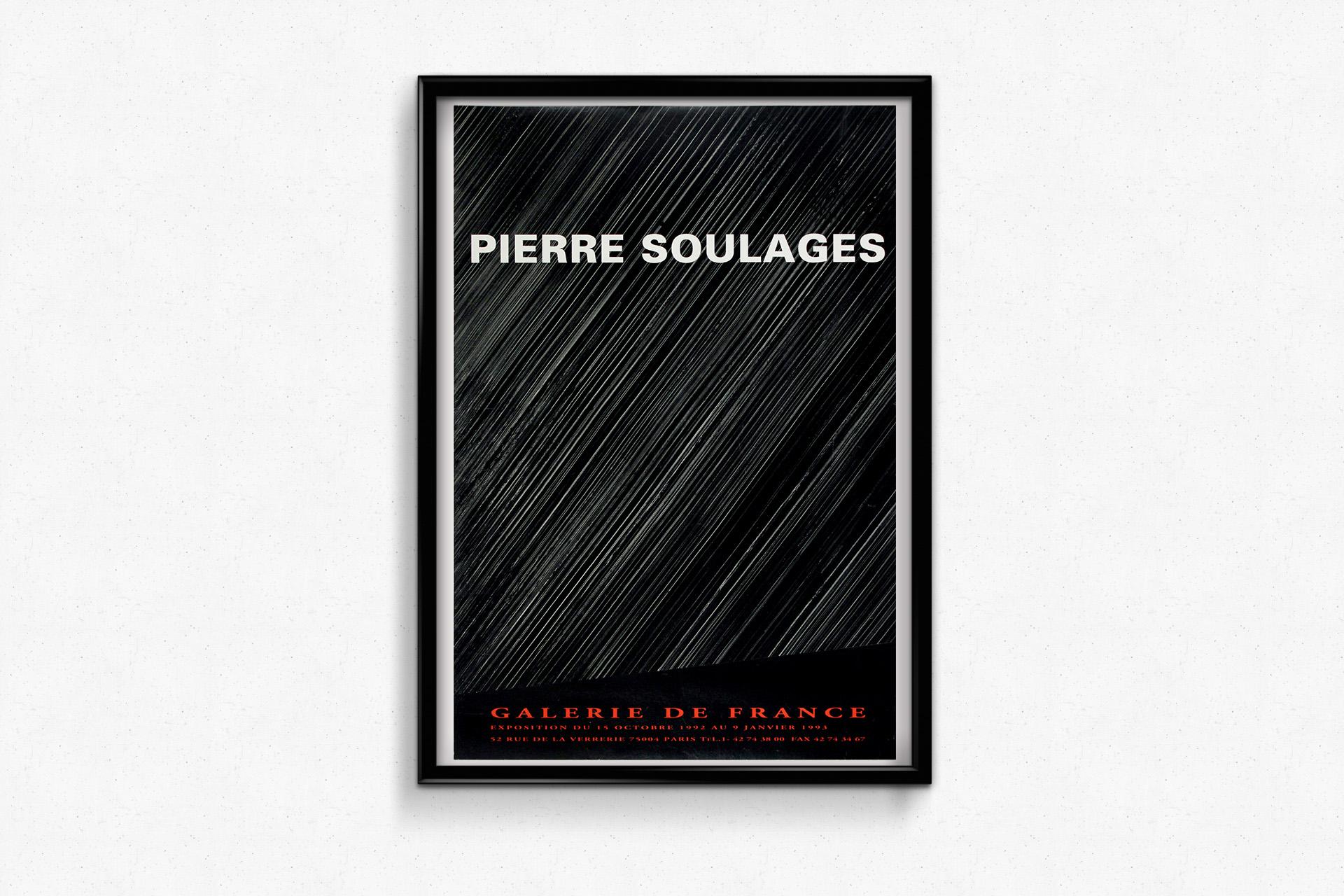 1993 original exhibition poster from Pierre Soulages at the Galerie de France For Sale 1