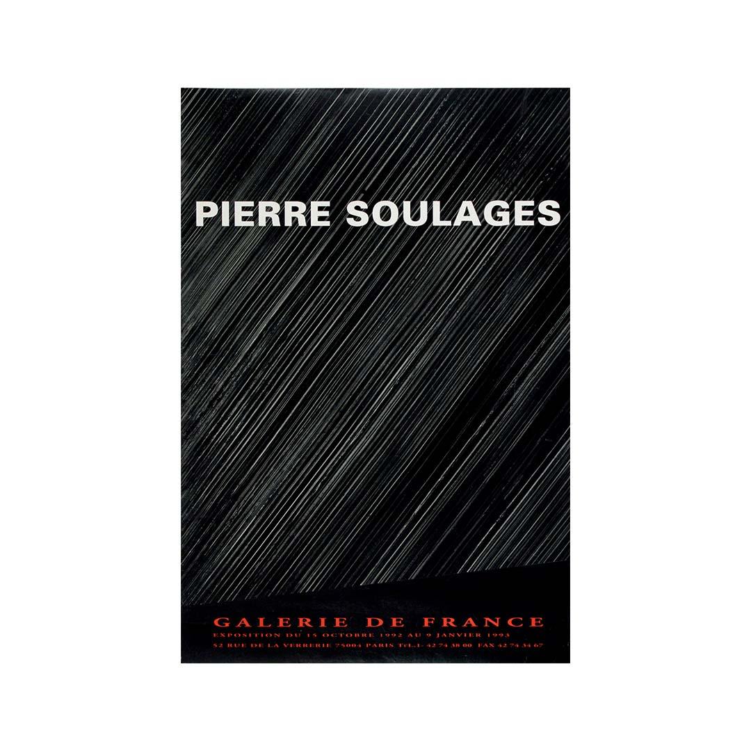 1993 original exhibition poster from Pierre Soulages at the Galerie de France For Sale 3