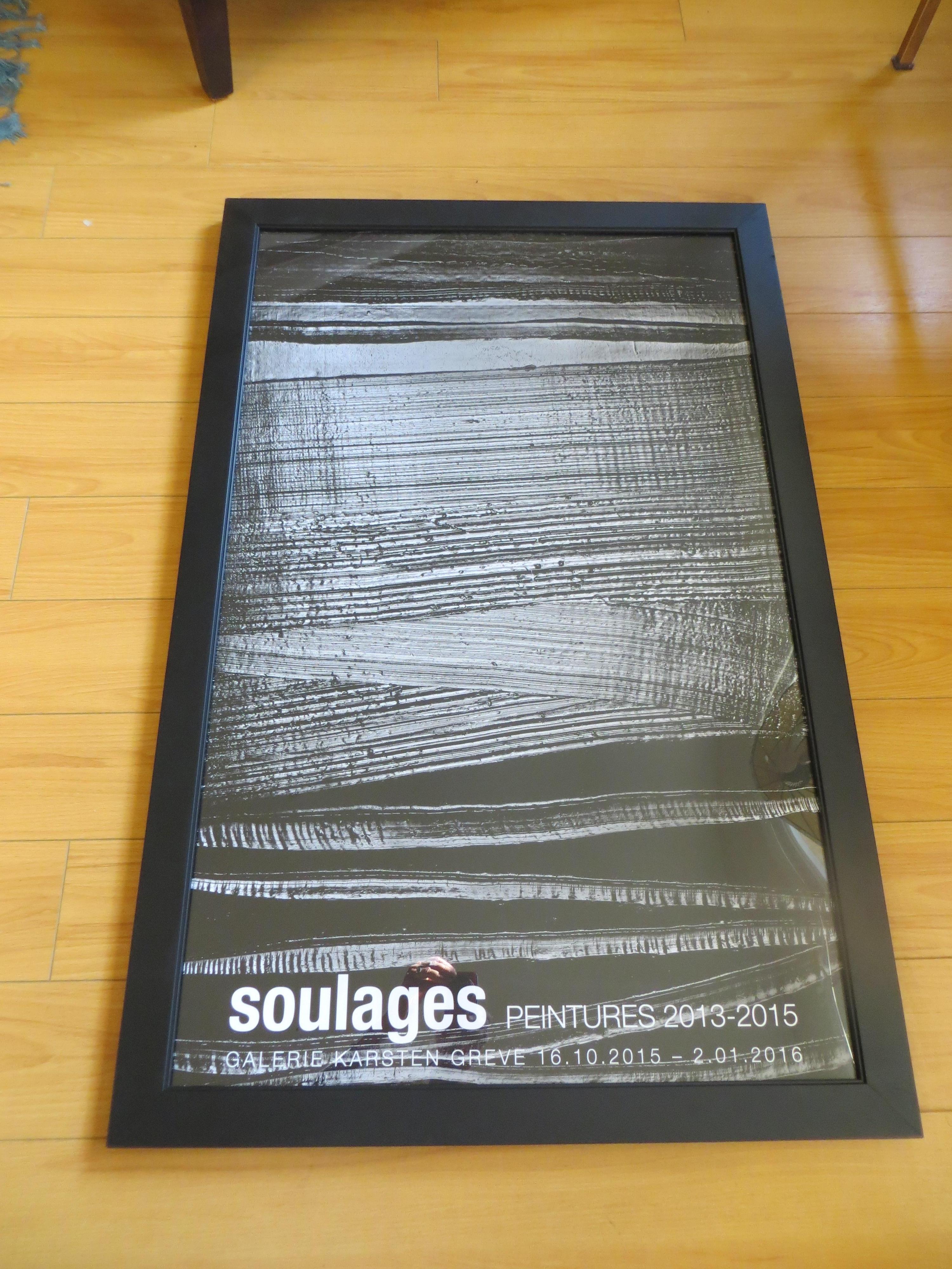 Schwarz Abstrakt von Pierre Soulage, Ausstellungsplakat  – Print von Pierre Soulages