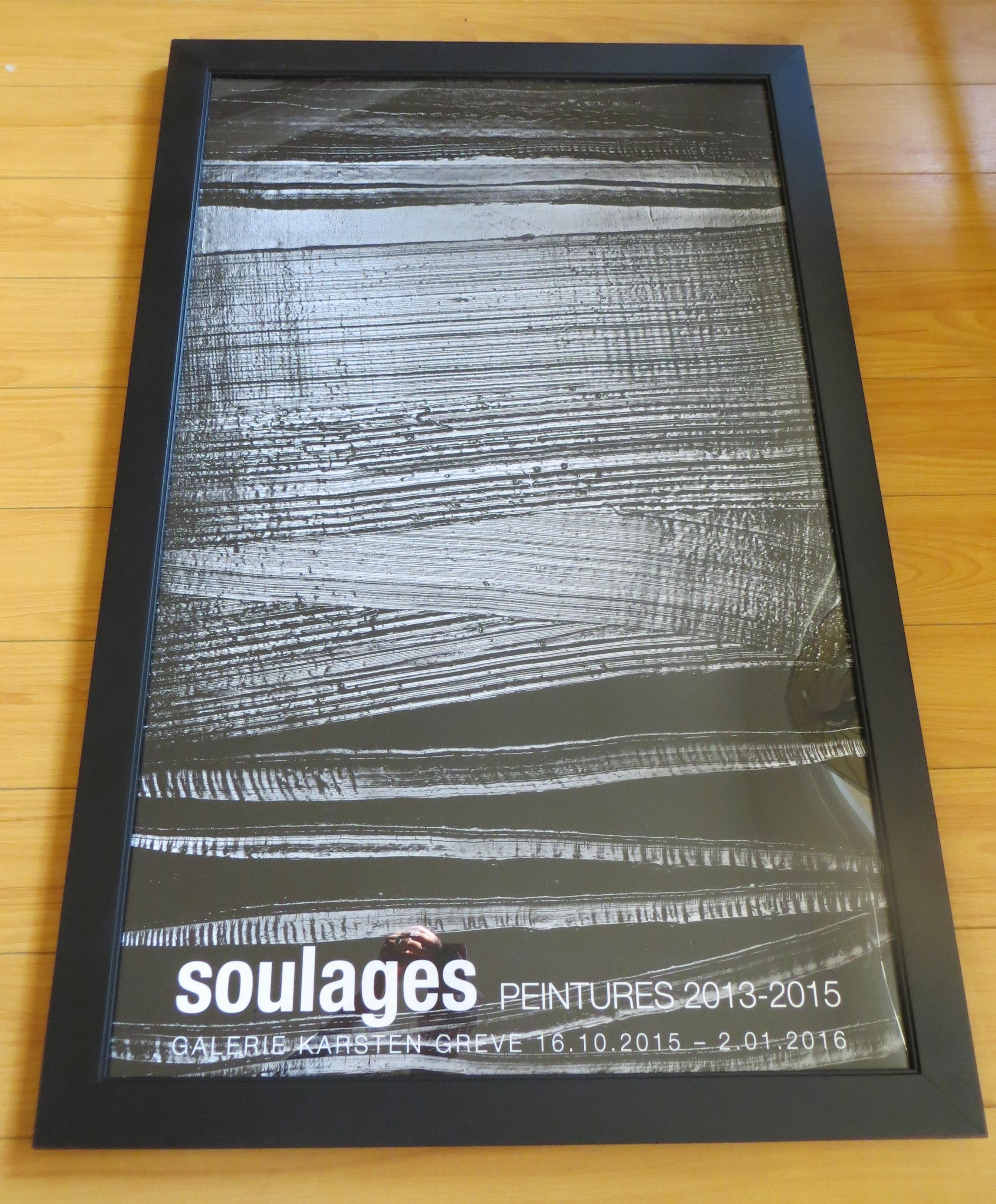 Pierre Soulages Abstract Print – Schwarz Abstrakt von Pierre Soulage, Ausstellungsplakat 