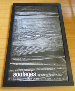 Vintage Black Abstract by Pierre Soulage Exhibition Poster 