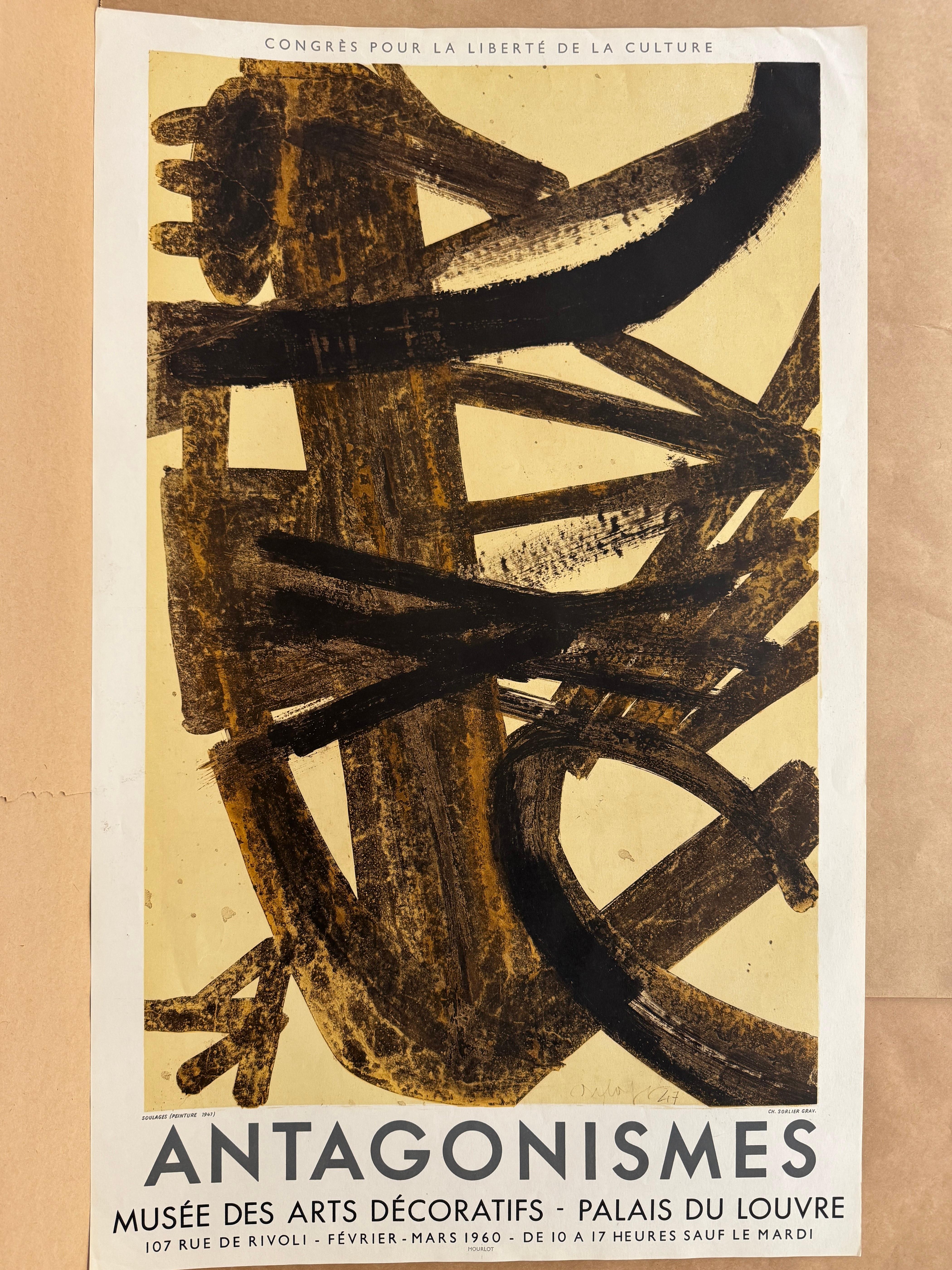 Antagonismes di Pierre Soulages (1960) - manifesto litografico in vendita 1