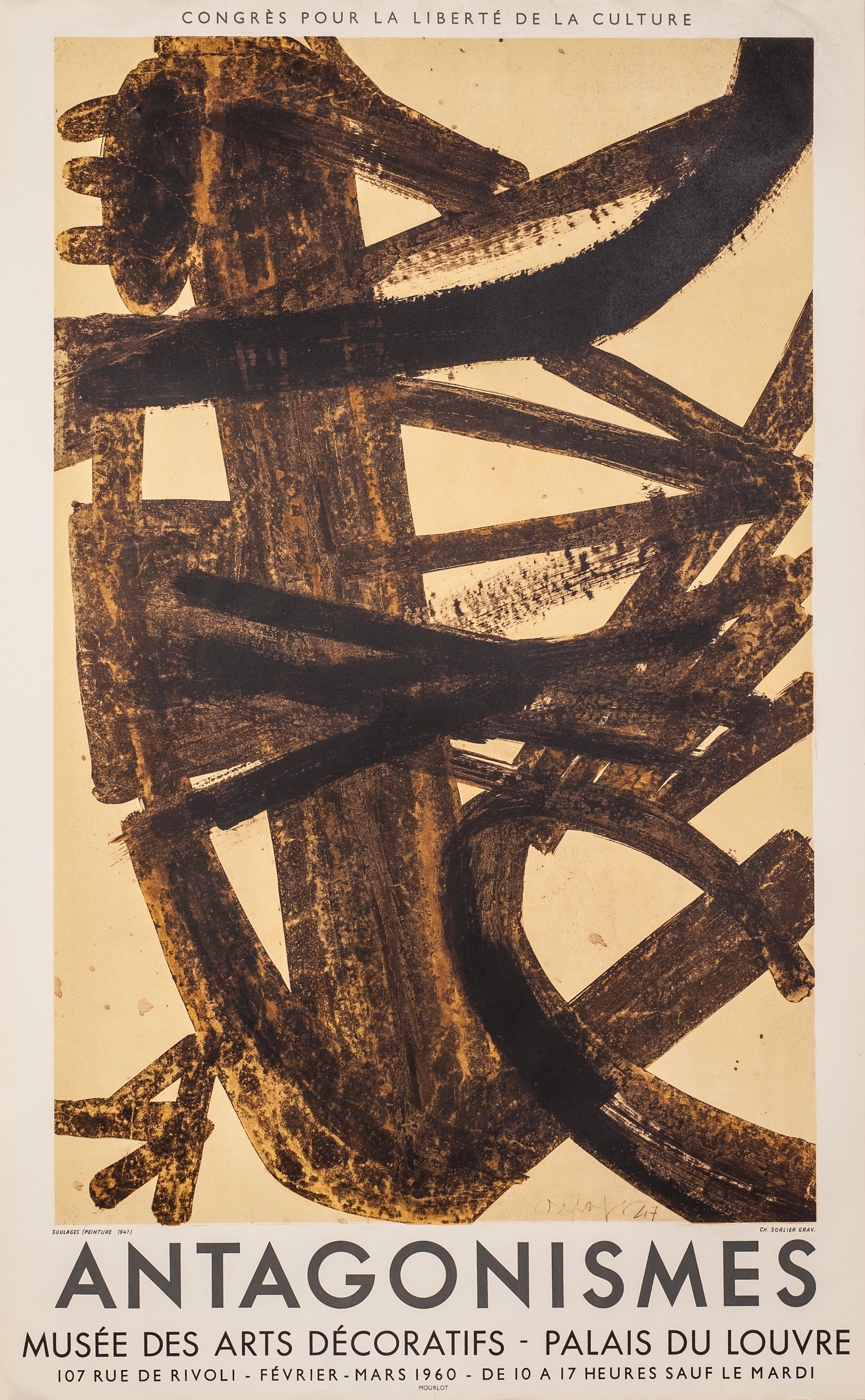 Antagonismes di Pierre Soulages (1960) - manifesto litografico