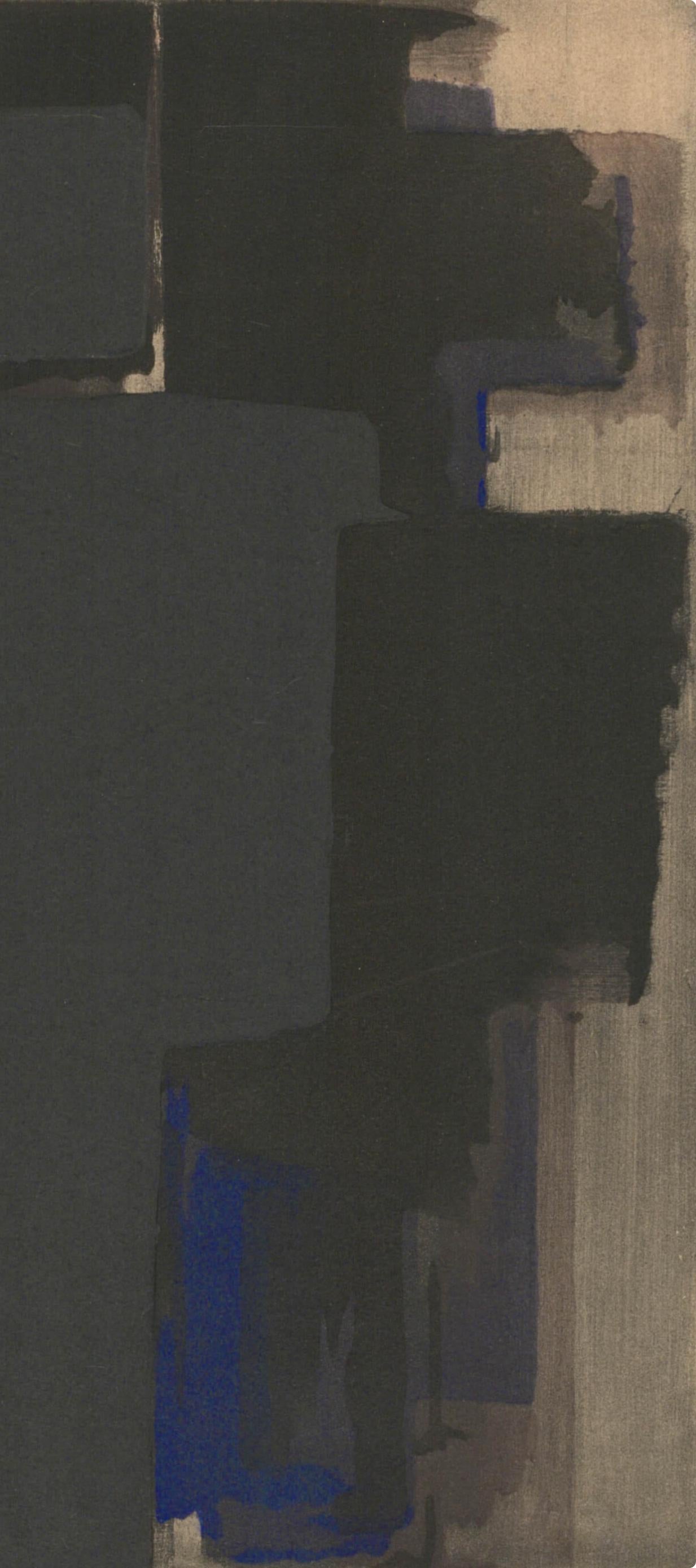 Composizione, Société internationale d'art XXe siècle - Abstract Print Nero di Pierre Soulages