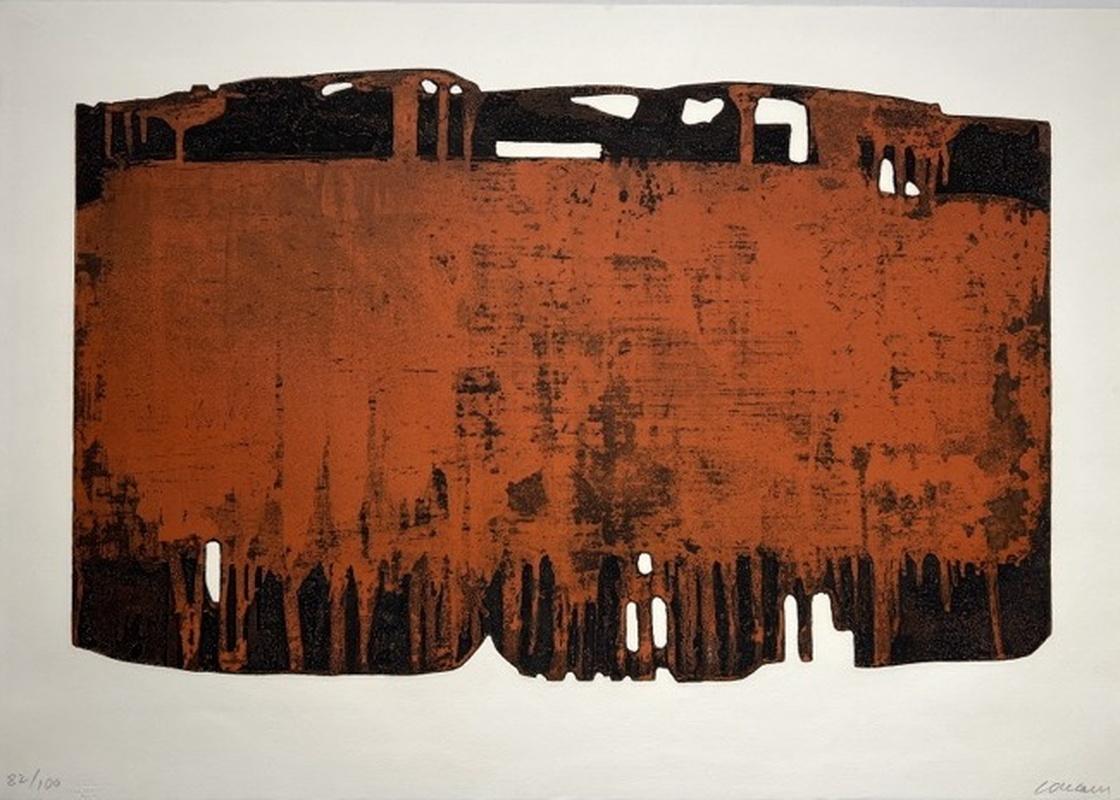 Pierre Soulages
Eau Forte XXV 1974
Edition number: 82/100
Etching in colors, signed in pencil by the artist on Velin d'Arches paper
Printed and published by Lacouriere-Frelaut, Paris
40 x 65 cm  (image)
53 x 75.5 cm  (sheet)
69 x 91 x 3 cm framed

A