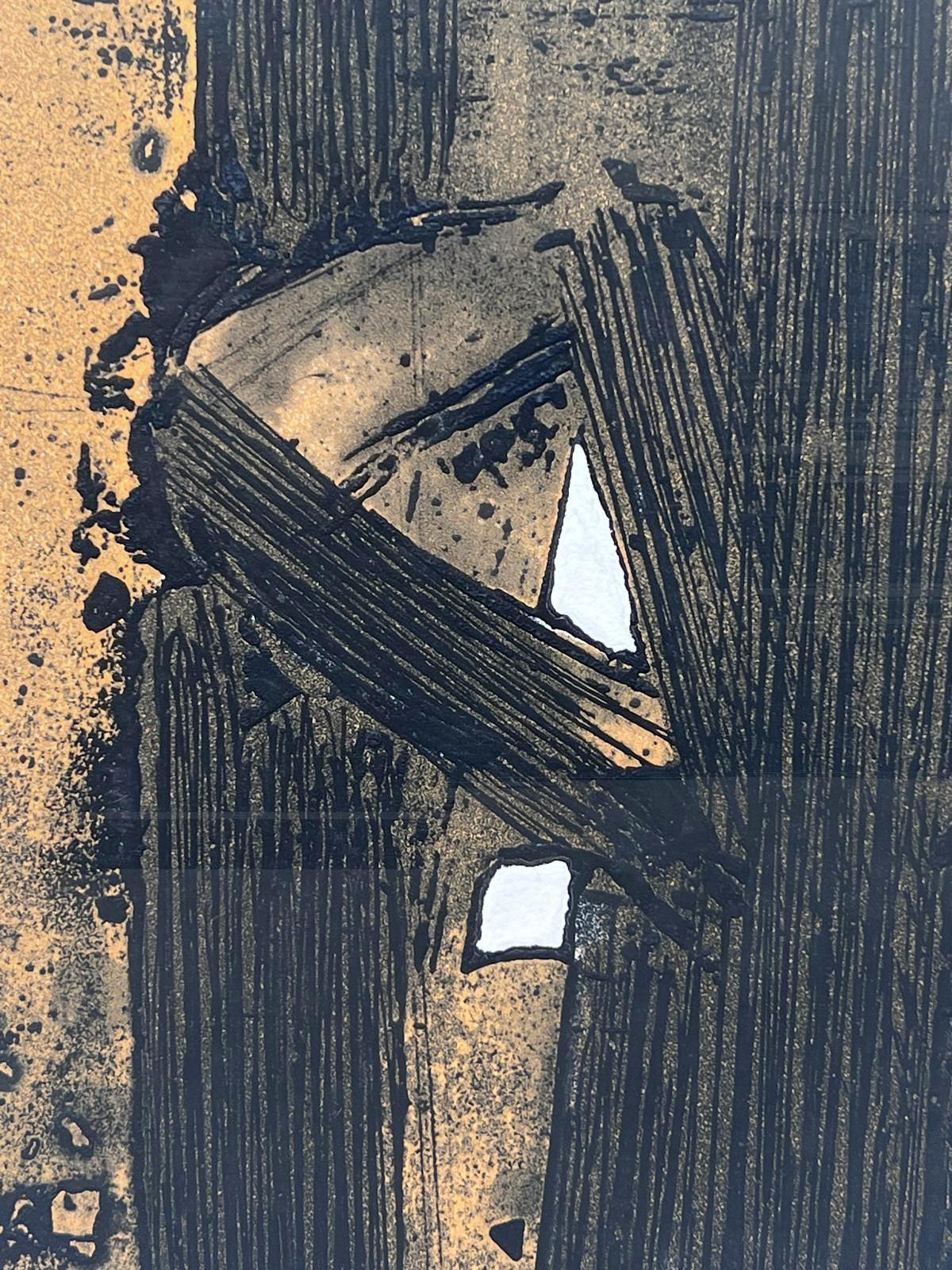 Eau-forte XXVIII - Gray Abstract Print by Pierre Soulages