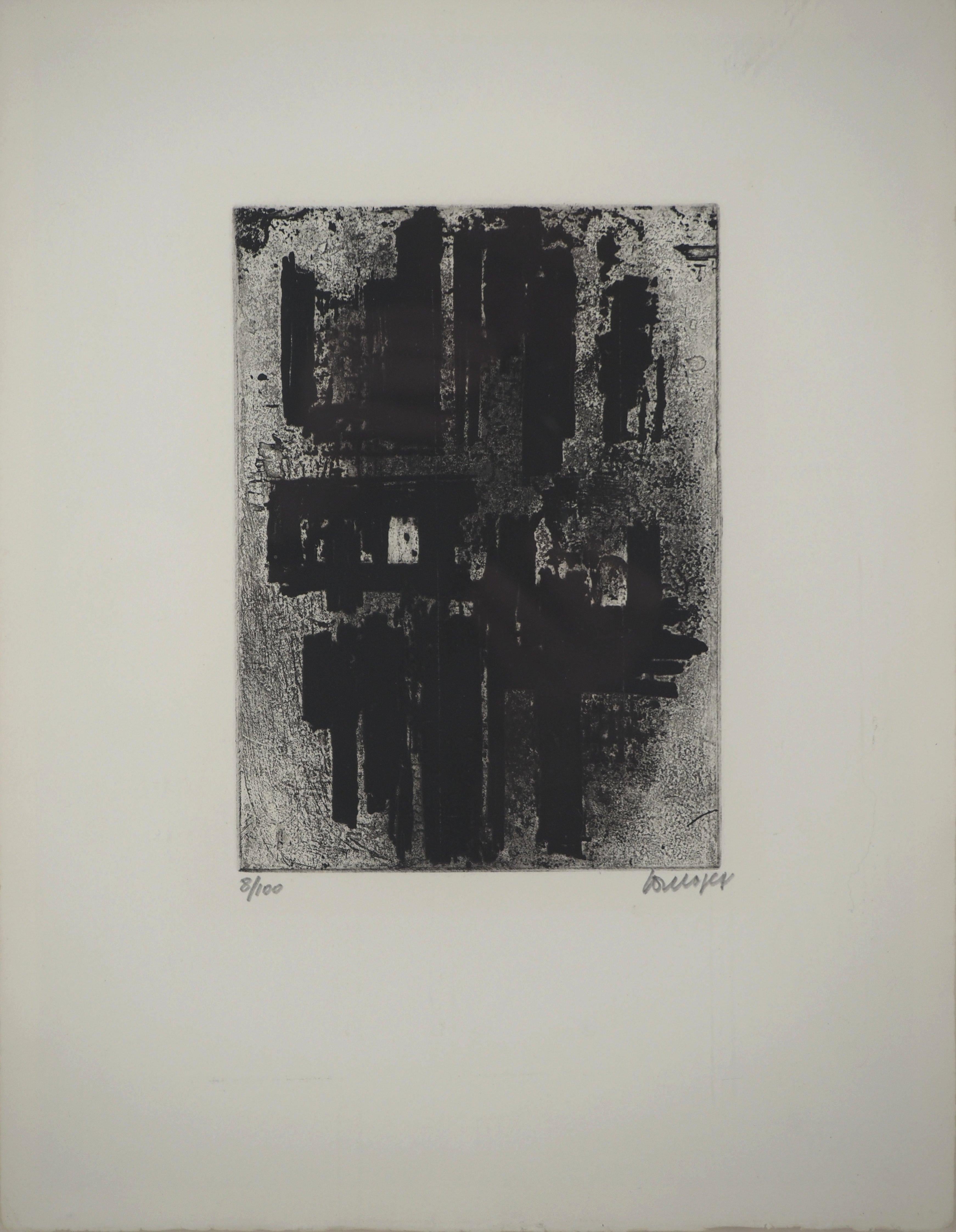 Etching IV – Original-Radierung, handsigniert und nummeriert (BNF #4) – Print von Pierre Soulages
