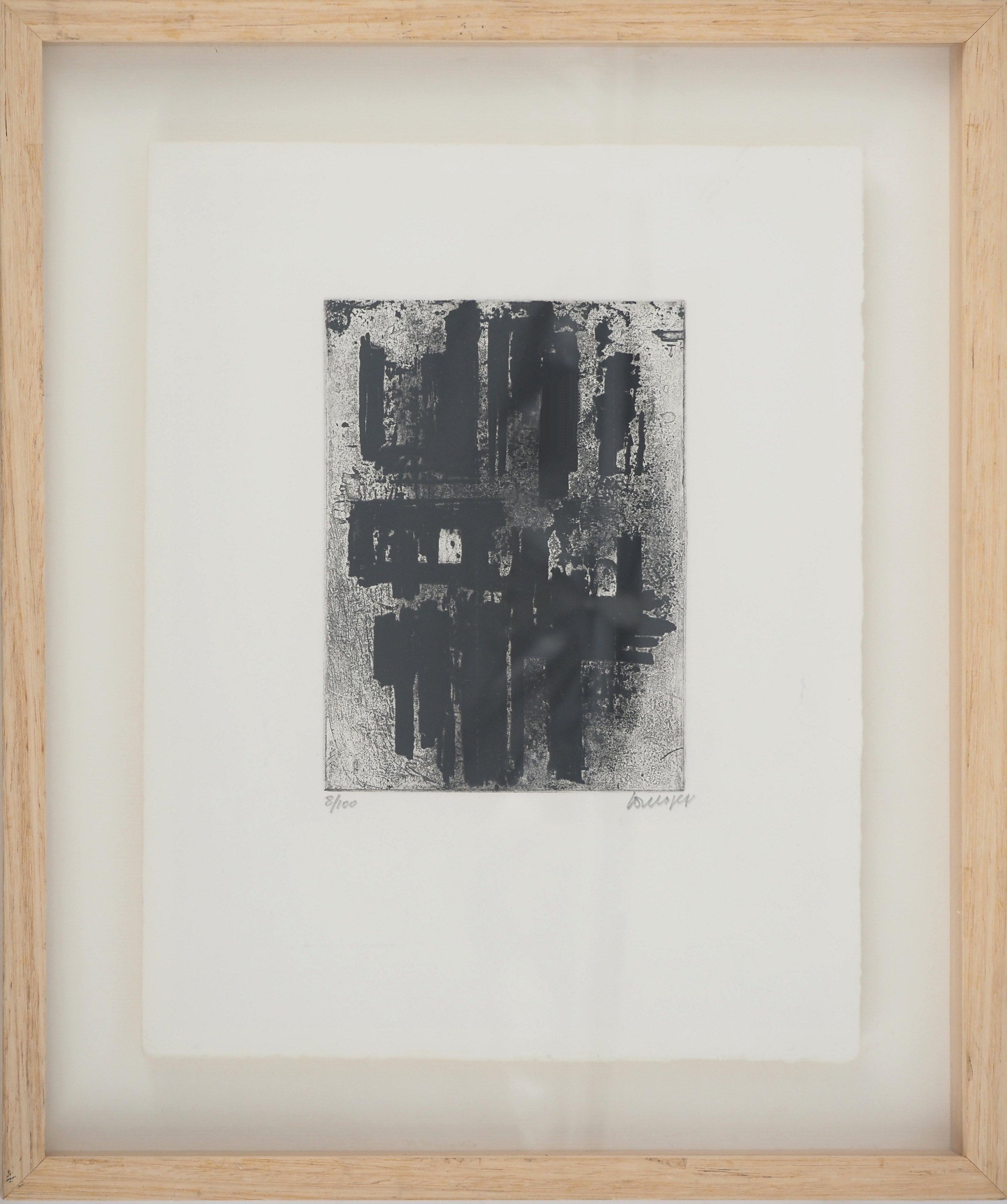 Pierre Soulages Abstract Print – Etching IV – Original-Radierung, handsigniert und nummeriert (BNF #4)