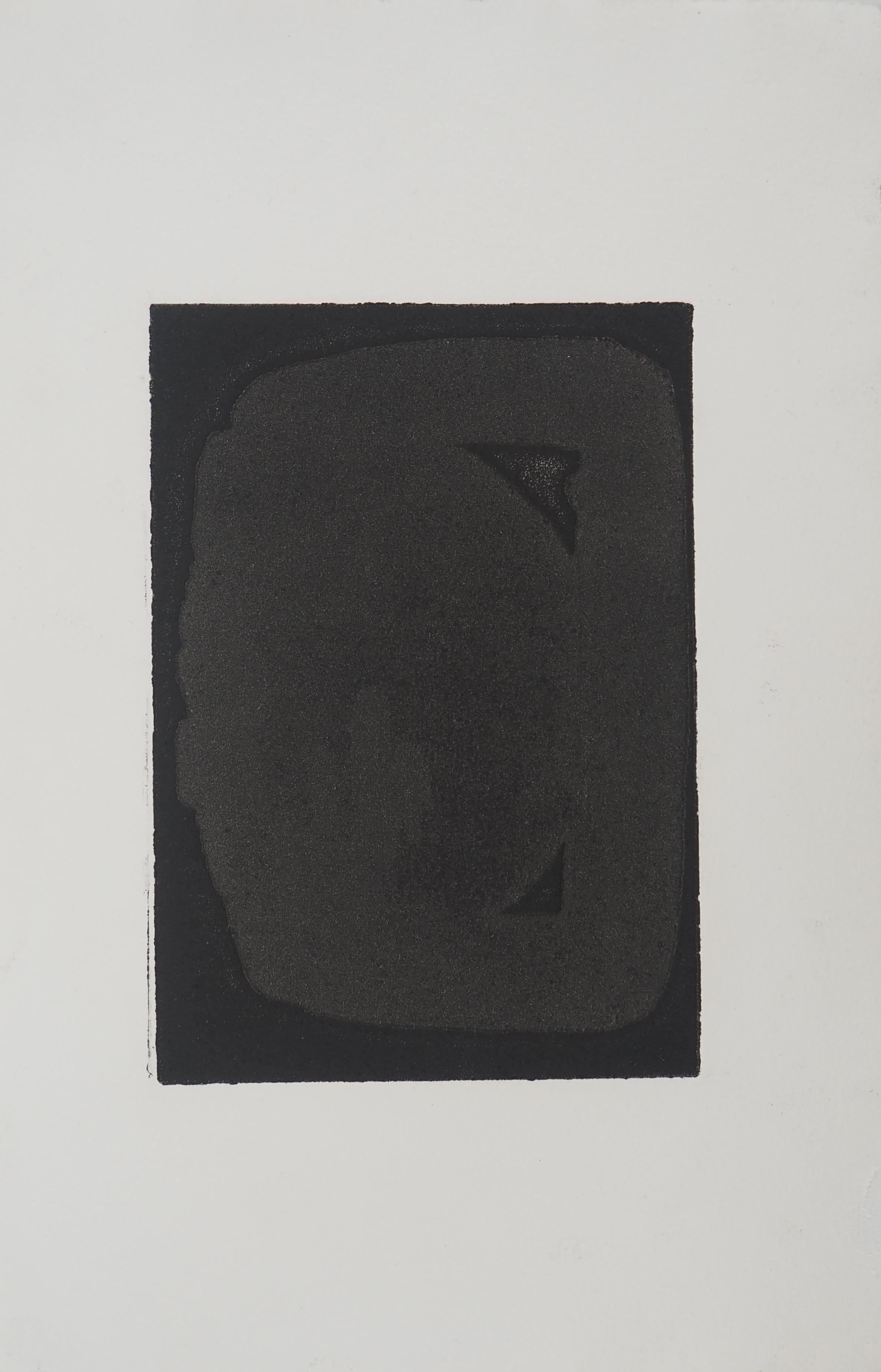 Etching XXIIIb - Original etching (BNF #25) - Rare proof with tall margins - Print by Pierre Soulages
